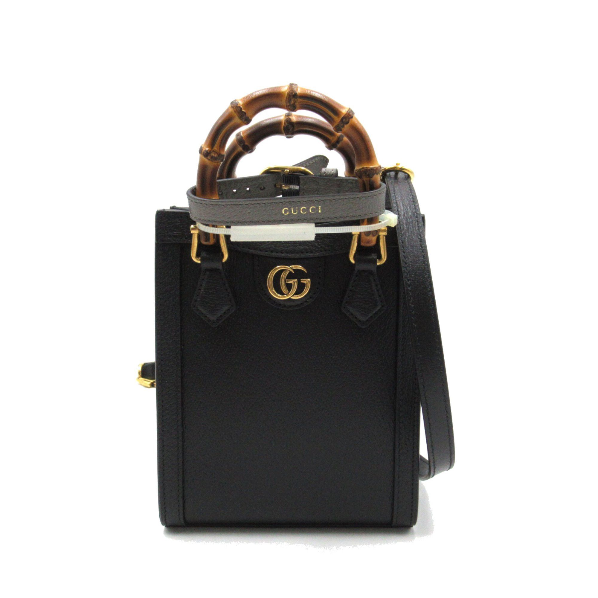 image of Gucci Diana Mini Tote Bag Black Leather 739079Dj24T1092, Women's
