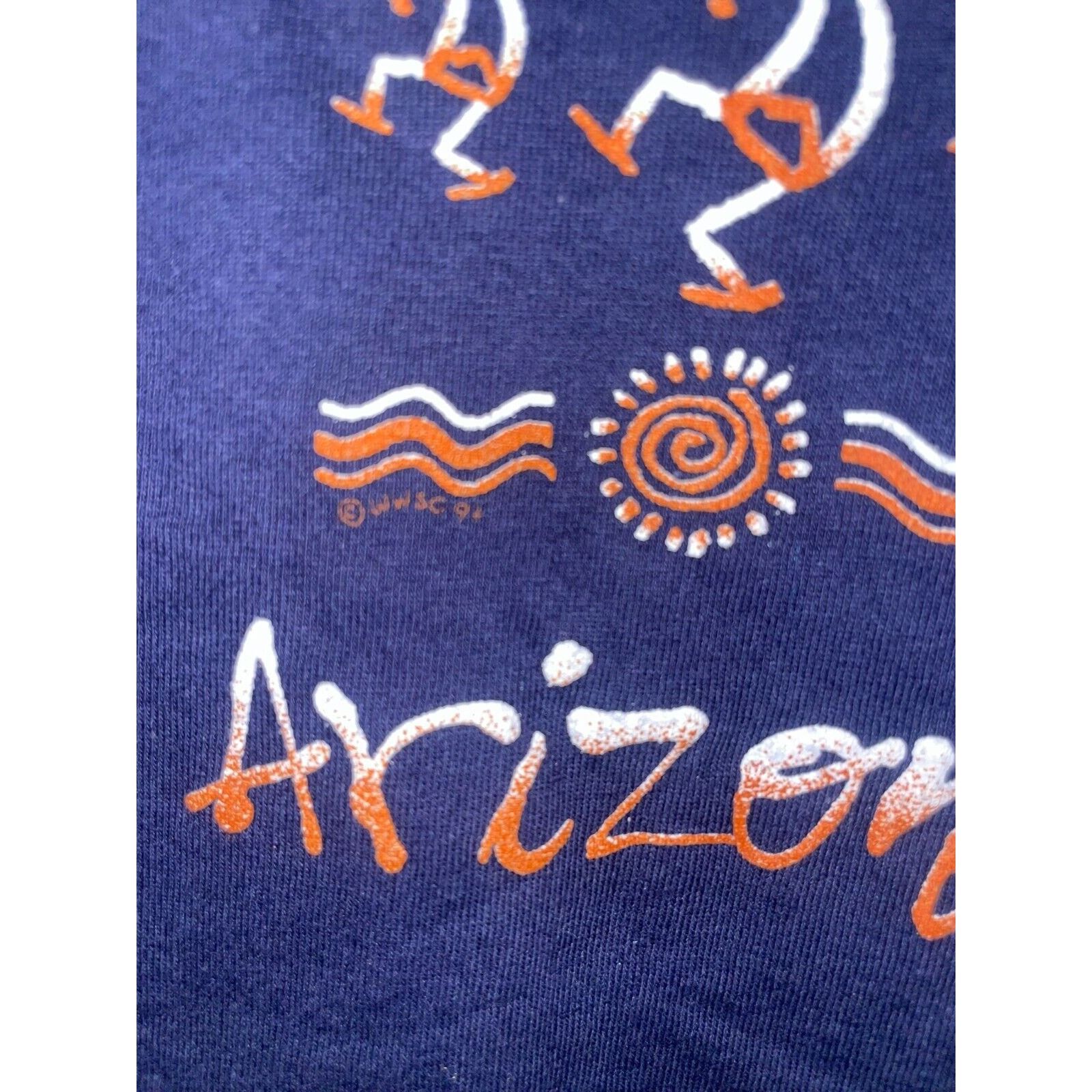 Jerzees Vintage Arizona Shirt AZ Aboriginal Kokopelli Blue Tee 90s L Size US L / EU 52-54 / 3 - 4 Thumbnail