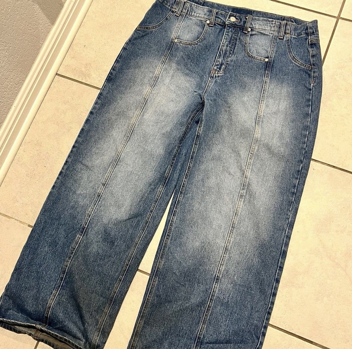 Other Two Seven University Wide Leg Baggy Tiger Stripe logo Jeans🐅 Size US 36 / EU 52 - 6 Thumbnail