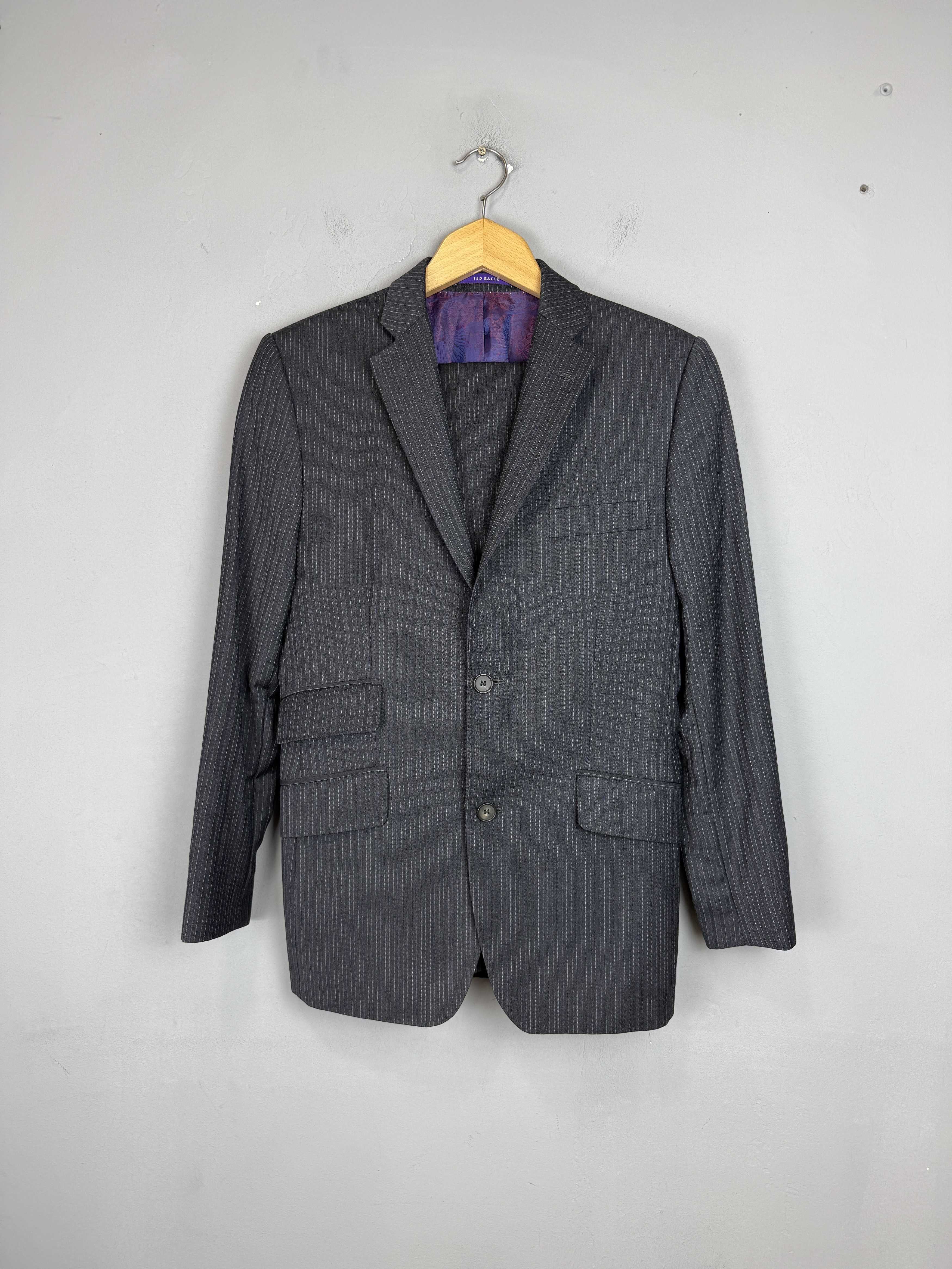 Ted Baker Ted Baker Endurance Wool Suit 2 Piece Grey Striped Size 36S - 2 Thumbnail