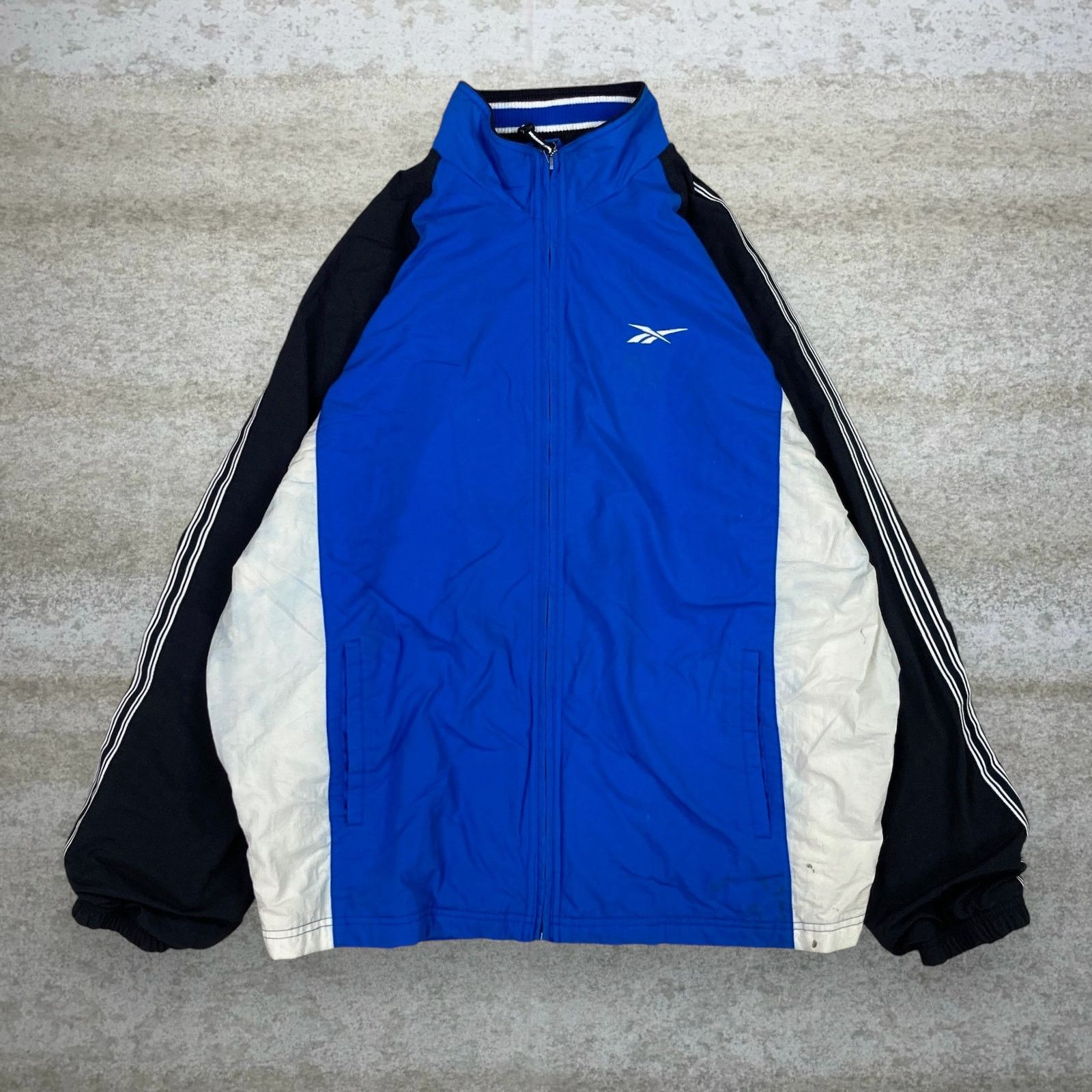 Reebok Vintage 90s Reebok Windbreaker Jacket Mens L Blue White Size US L / EU 52-54 / 3 - 1 Thumbnail