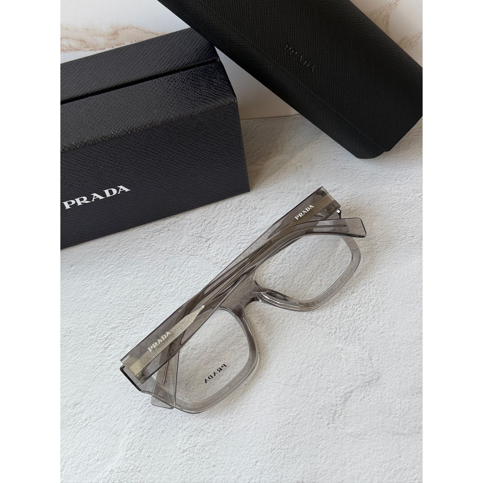 Prada NEW Prada PR C01V Transparent Grey Unisex Eyeglasses Frames Size ONE SIZE - 3 Thumbnail