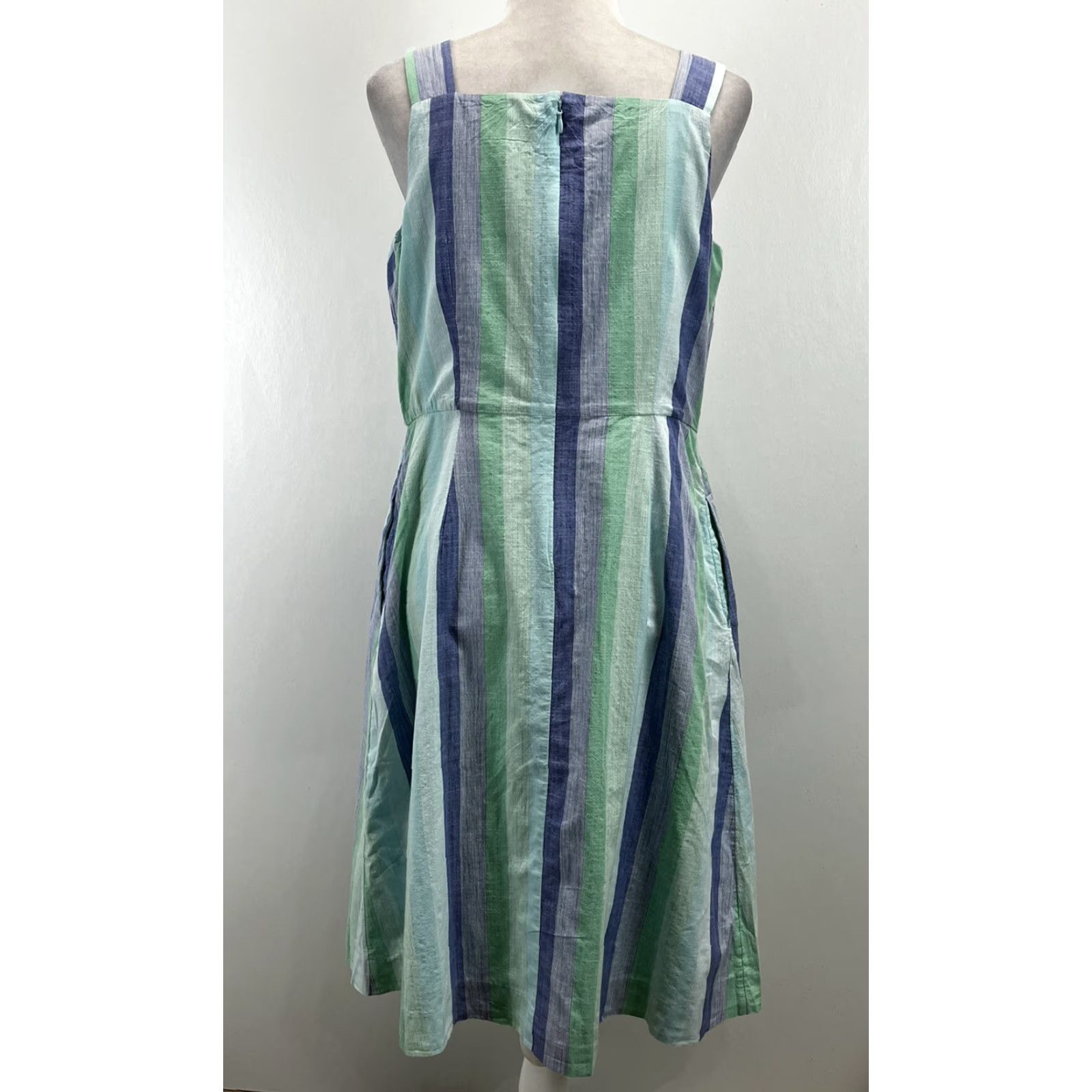 Talbots Talbots Women's Sundress 10P Cotton Midi Beachcomber Stripe Sleeveless Square Neck Casual Summer Size L / US 10 / IT 46 - 3 Thumbnail
