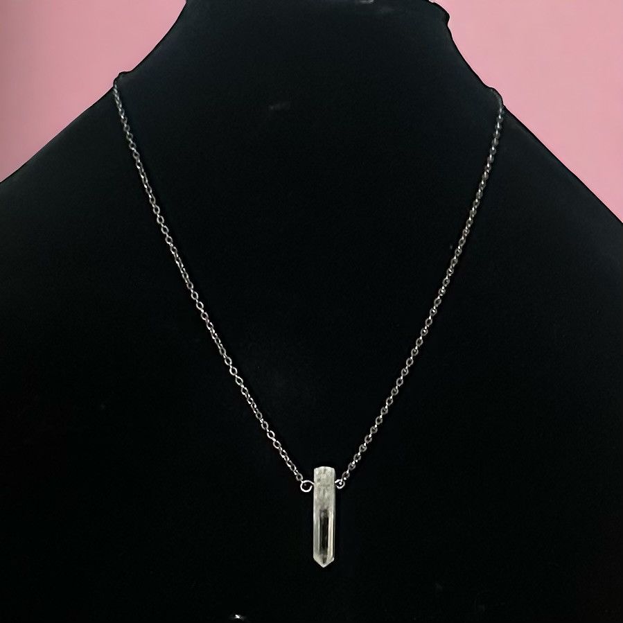 Other Gunmetal clear crystal quartz point pendant necklace Size ONE SIZE - 1 Thumbnail