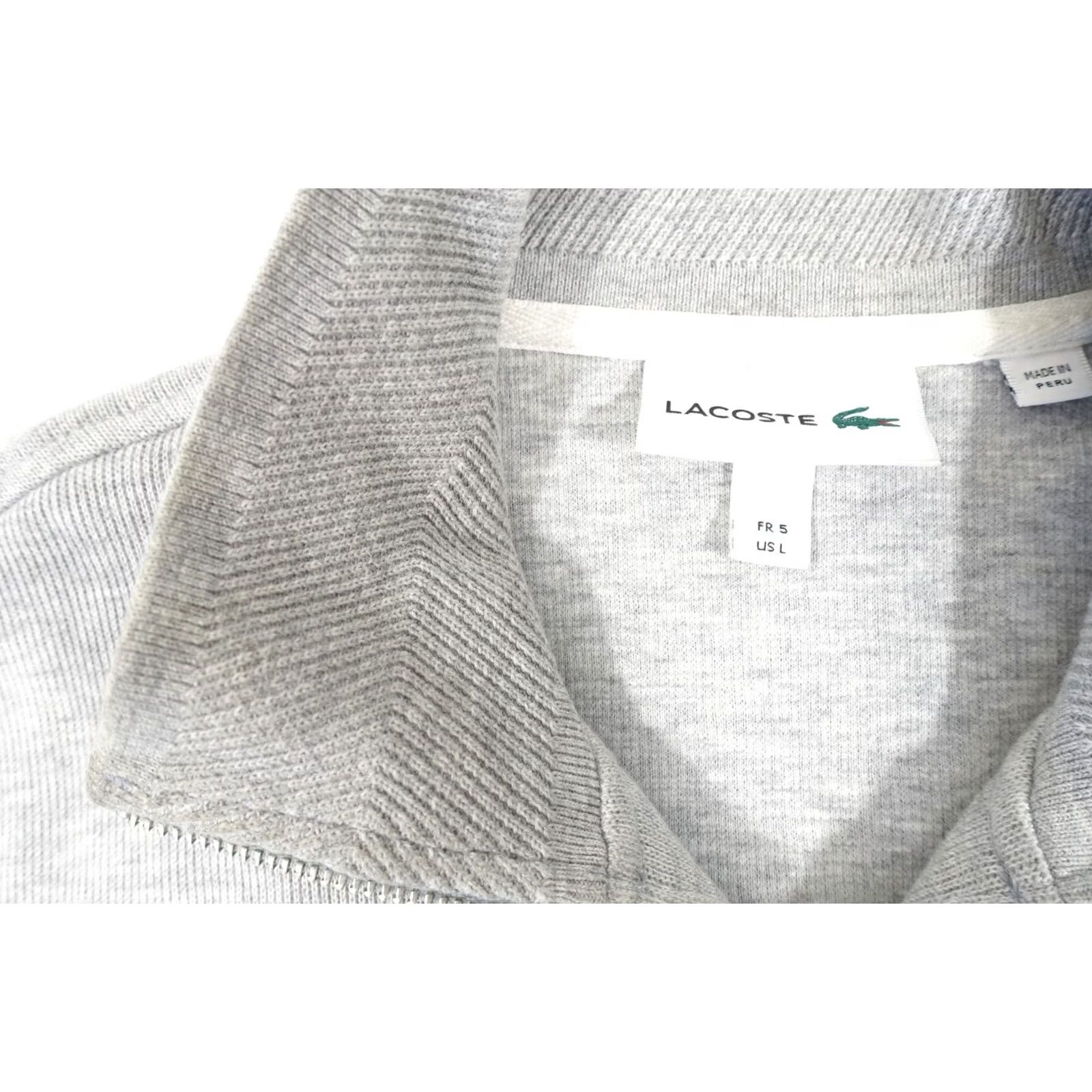 Lacoste Sweater Mens Large Gray 1/4 Zip Mock Neck Fa13487 5, Men's — image 6 of 6