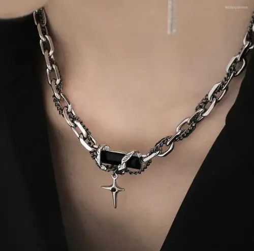 Japanese Brand × Vintage Unisex pendant necklace goth black gem vampire chain hip hop Size ONE SIZE - 2 Thumbnail
