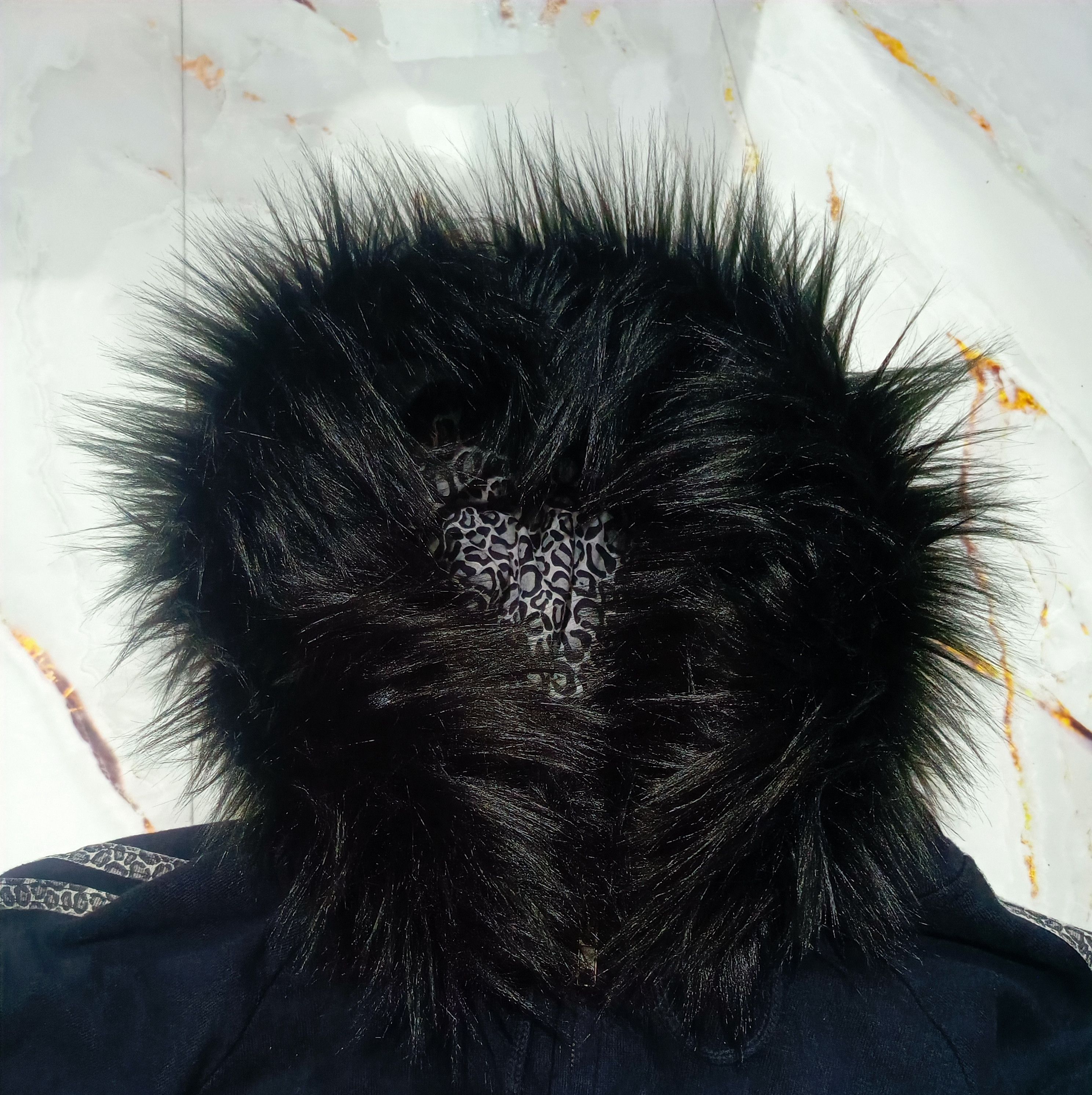 Le Grande Bleu (L.G.B.) black fur hoodie with leopard stripes Lgb Type Size US M / EU 48-50 / 2 - 9 Thumbnail