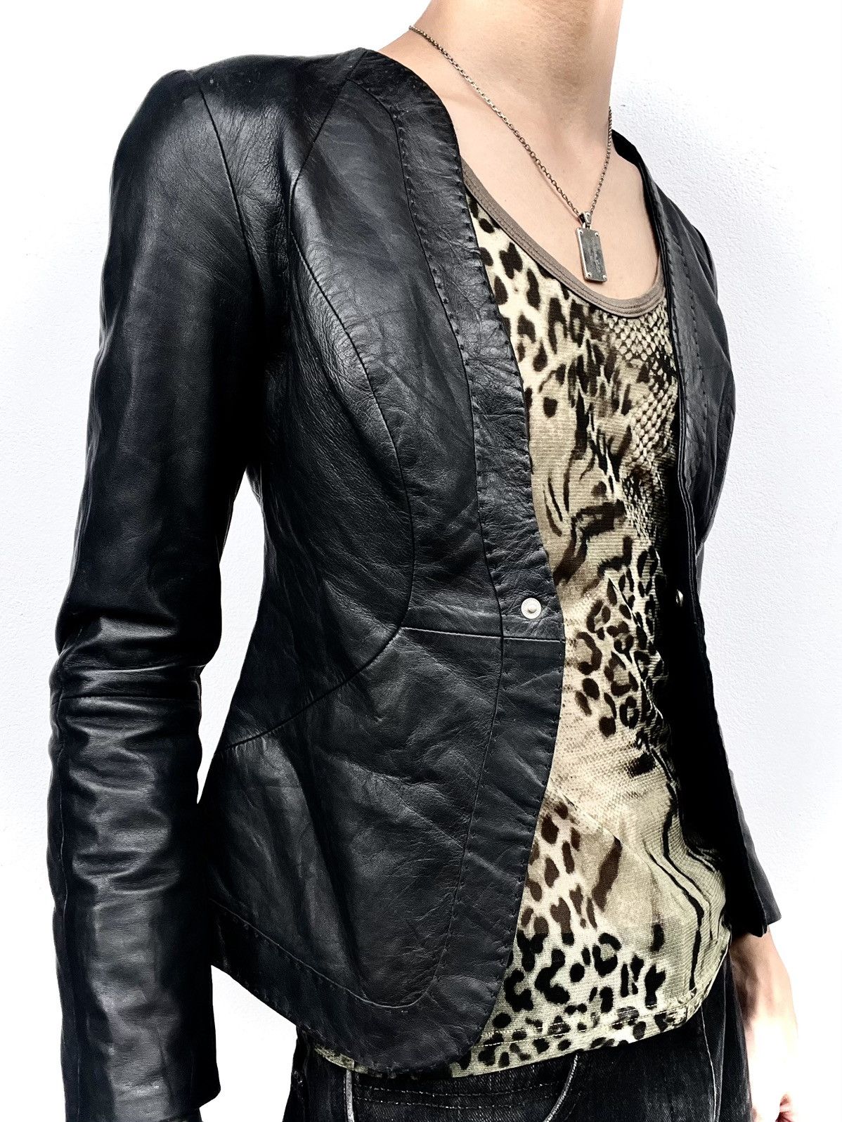 Giorgio Armani 2000s Giorgio Armani Leather Blazer Jacket Size US M / EU 48-50 / 2 - 2 Thumbnail