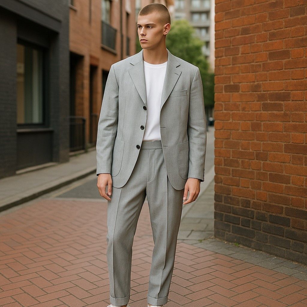 Suitsupply HAVANA PATCH UK34R Grey Wool Silk 2 Piece Suit 67489 Size 34R - 2 Thumbnail