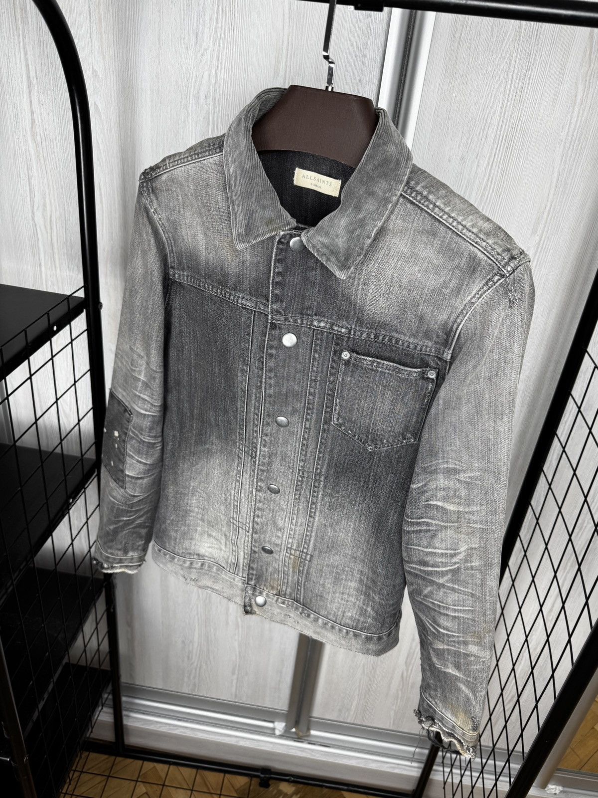 Allsaints Allsaints faded distressed grey gault denim jacket size XS Size US XS / EU 42 / 0 - 8 Thumbnail