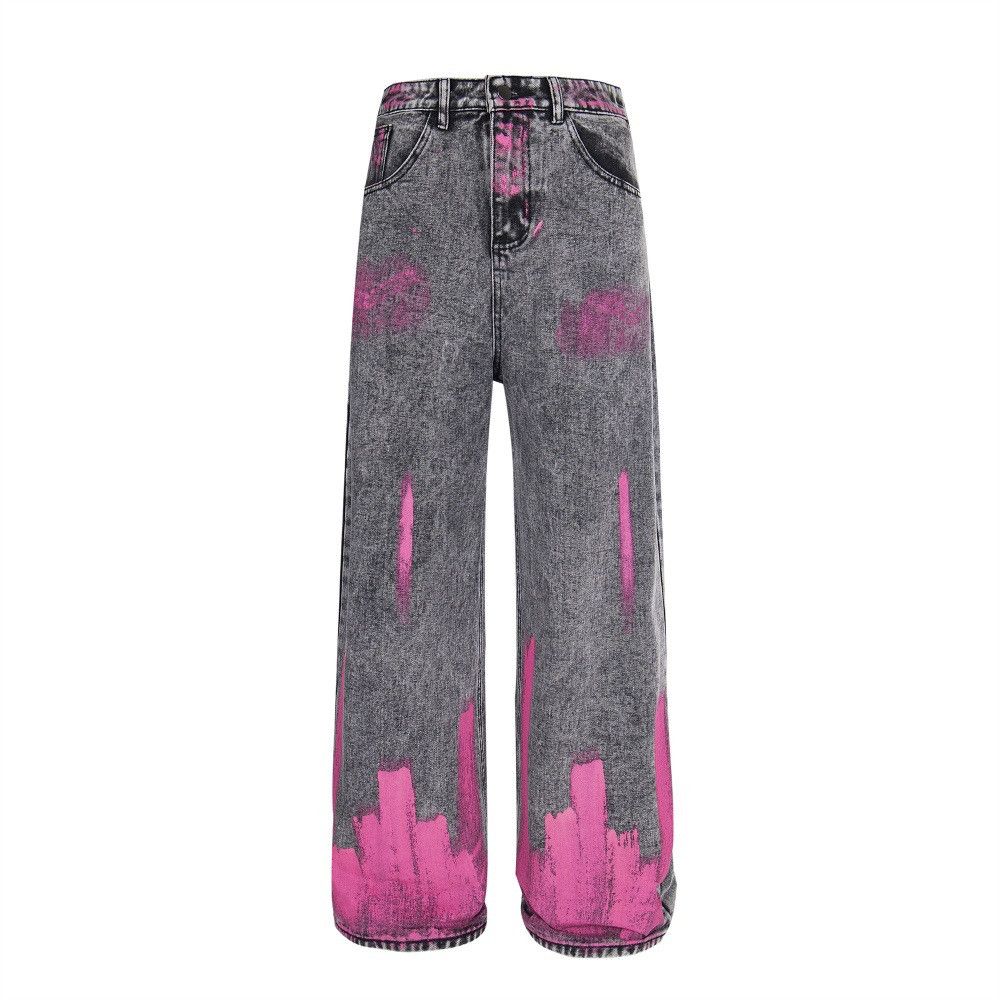 Japanese Brand × Jean Heavy contrast color splash ink distressed jeans y2k Size US 32 / EU 48 - 1 Thumbnail