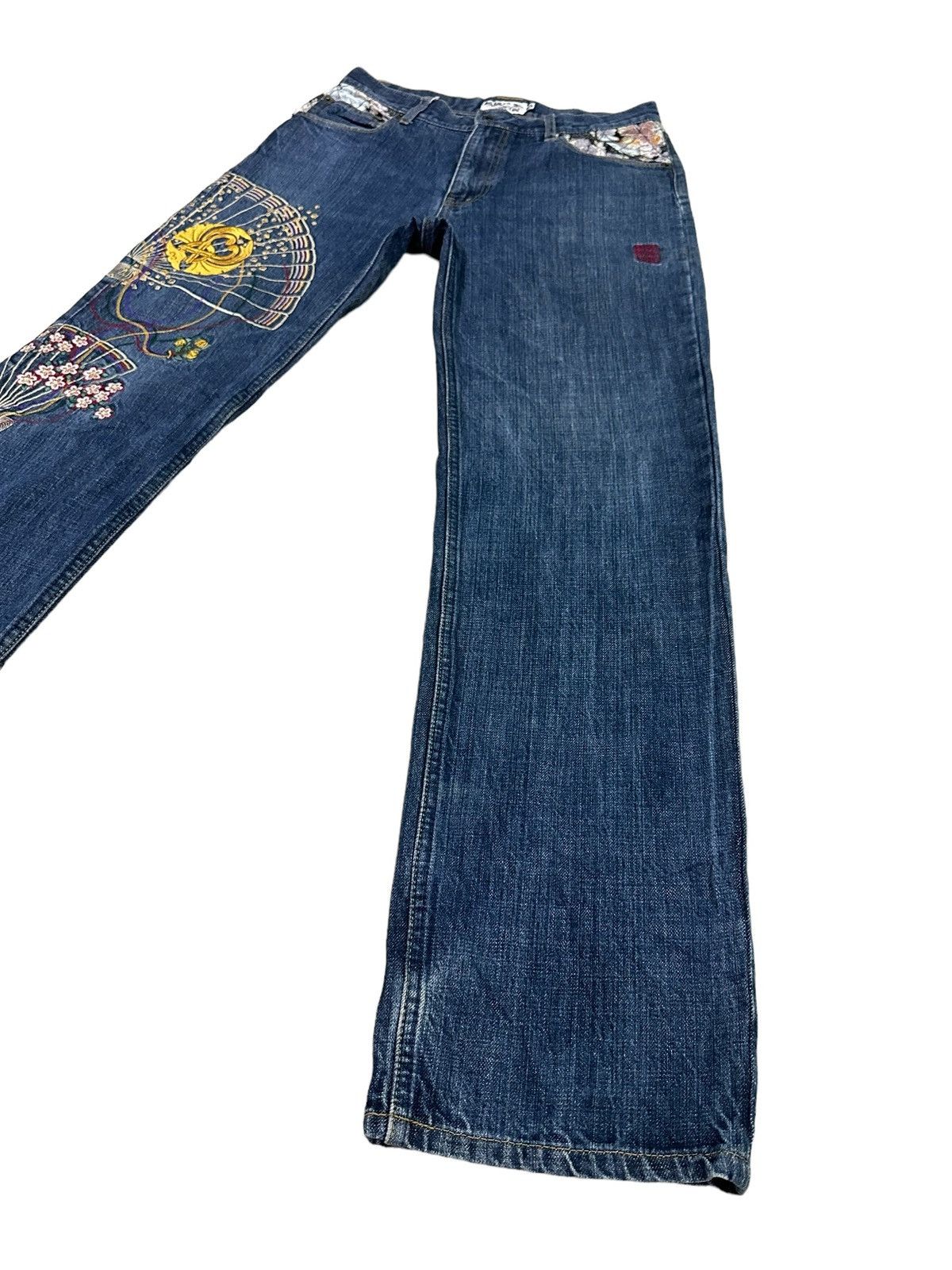 Japanese Brand KARAKURI EMBROIDERY DENIM JEANS Size US 30 / EU 46 - 4 Thumbnail