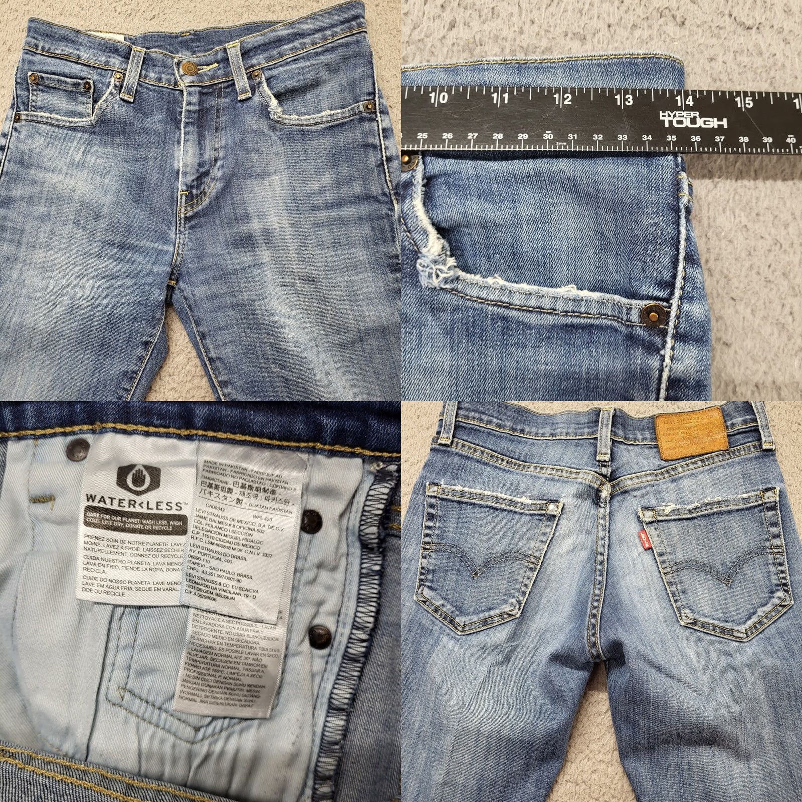 Levi's Levi's 511 Jeans Men 29x32 Blue Denim Med Wash Light Distressed Whiskered Slim Straight Regular USA 500 Series Shirt? Size US 29 - 8 Thumbnail