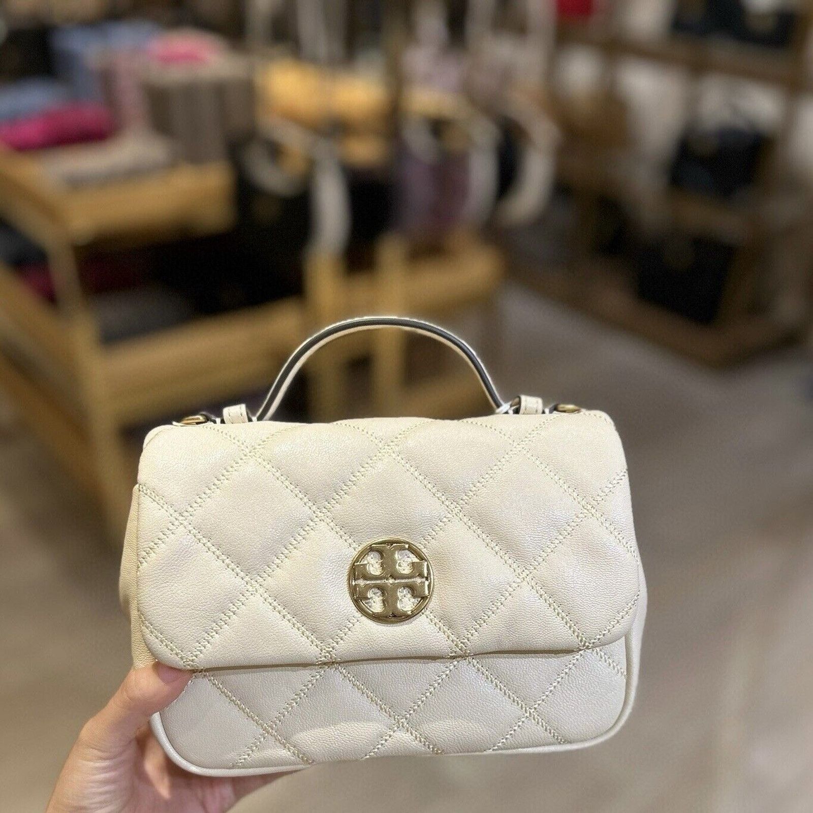 Tory Burch NWT Tory Burch 153399 Willa Mini Top Handle Bag IN BRIE Size ONE SIZE - 1 Thumbnail