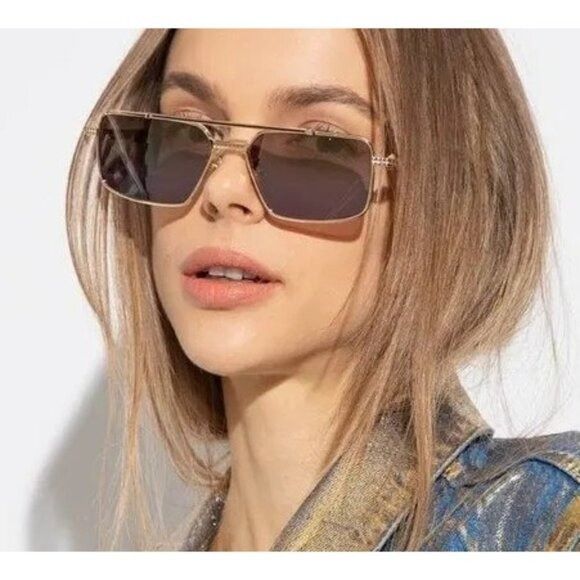 NEW VALENTINO SUNGLASSES VLS-111A 129 GOLD/GRAY WOMEN EYEWEA