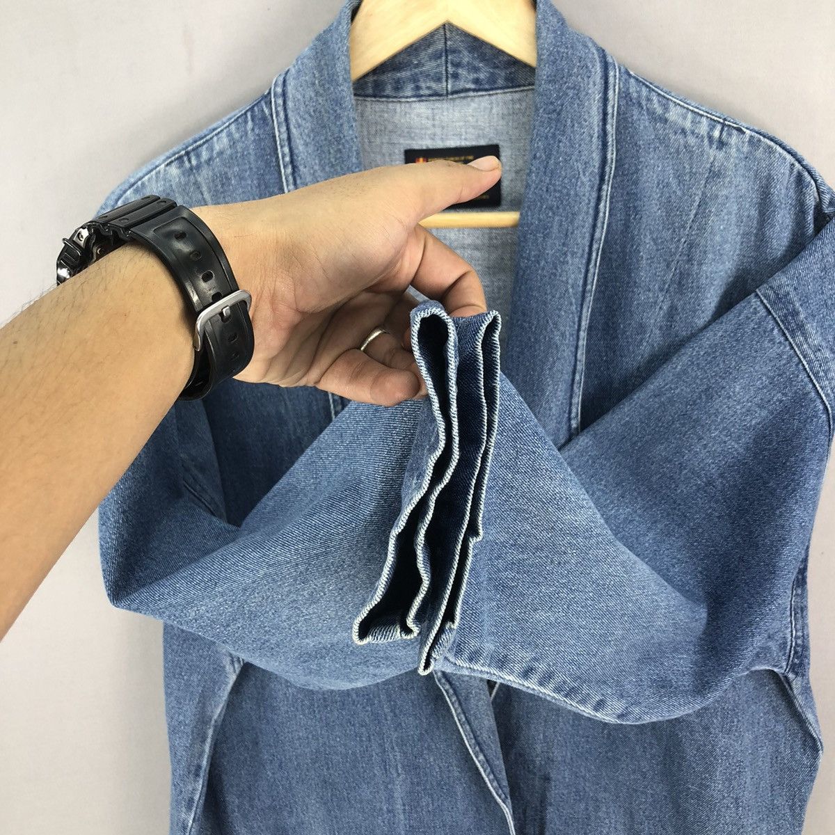 Number (N)ine Vintage Kastane Washed Denim Kimono Lab Coat Size US L / EU 52-54 / 3 - 8 Thumbnail