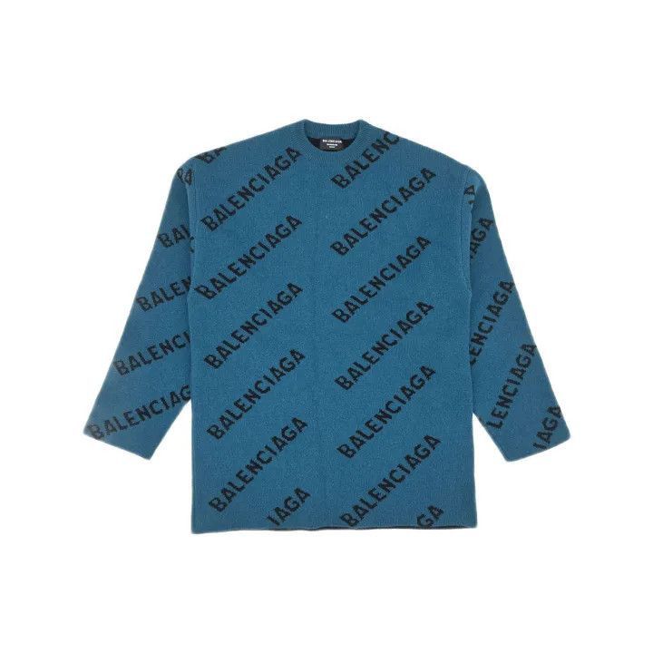 Balenciaga Balenciaga Balenciaga FW21 Blue Logo Knit Sweater -2507 Size US S / EU 44-46 / 1 - 2 Thumbnail