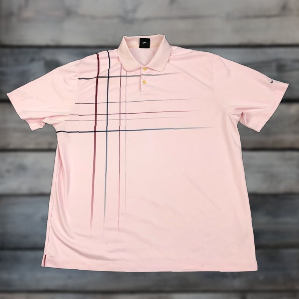 Nike Nike Golf Polo Shirt Adult XL Pink Geometric Pattern Dri-Fit Preppy Retro Check Size US XL / EU 56 / 4 - 1 Thumbnail