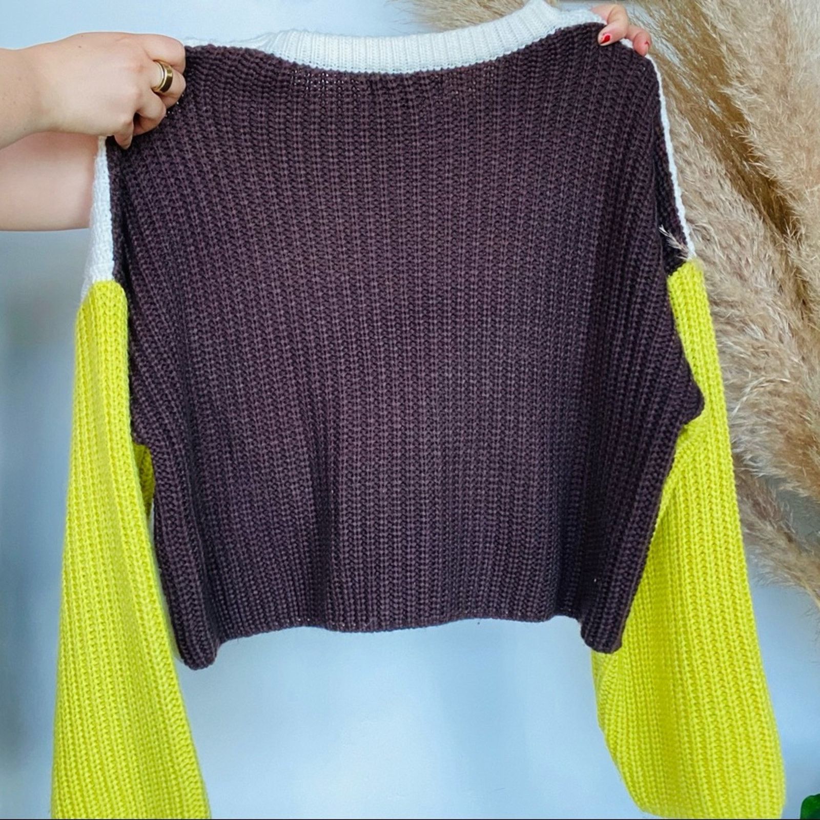 Dolls Kill DOLLS KILL BLUE BLUSH White Brown Yellow Chunky Knit Sweater Size S / US 4 / IT 40 - 8 Thumbnail