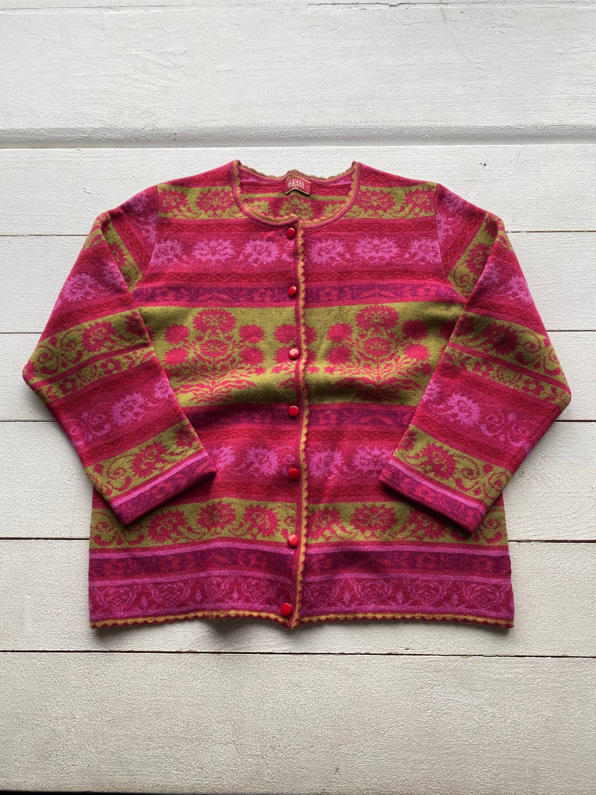 Designer × Vintage Vintage Oleana Wool Floral Women Button Cardigan Sweater Size M / US 6-8 / IT 42-44 - 1 Thumbnail