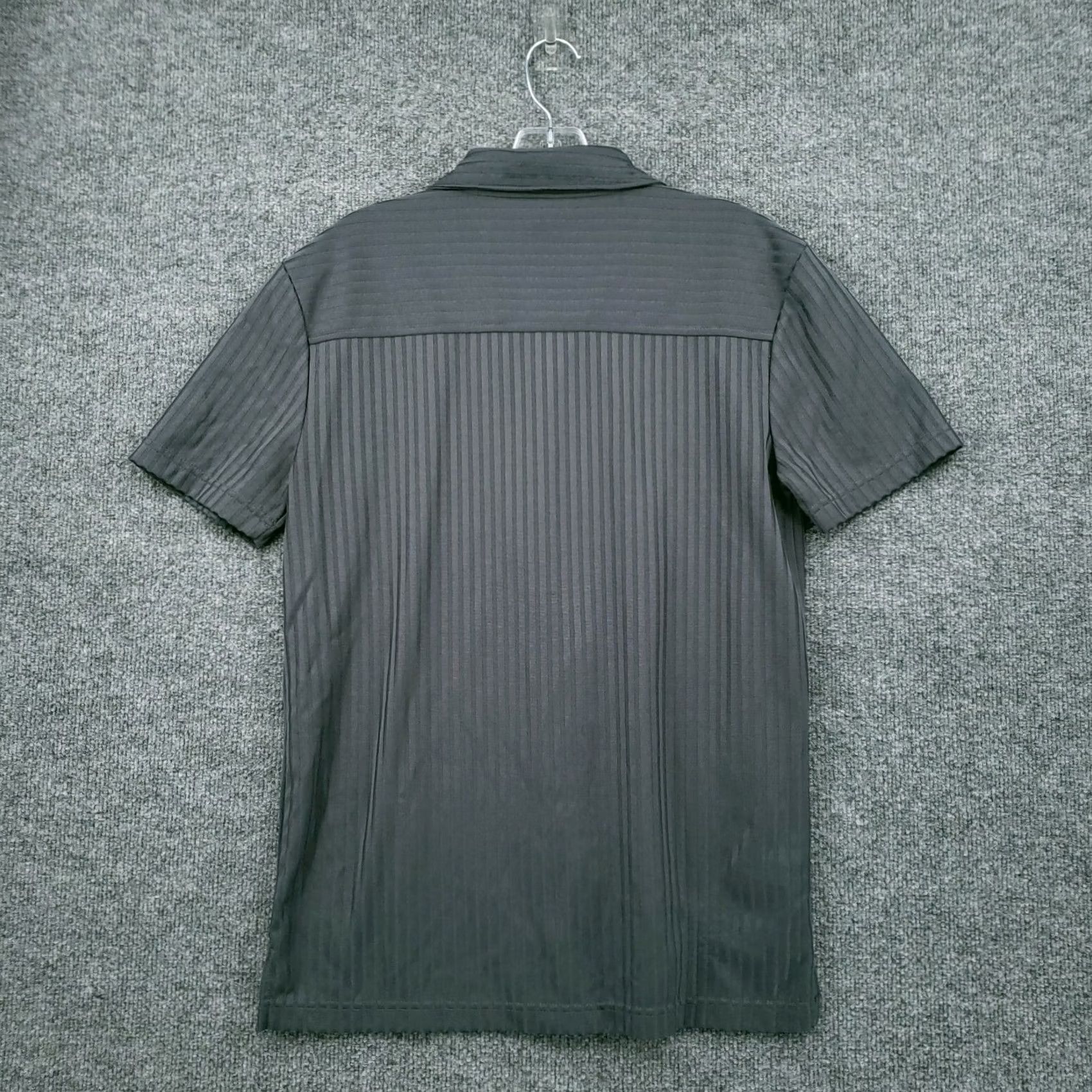 Carbon Carbon Shirt Mens S Small Button-Up Gray Textured Stripe Short Sleeves Casual Size US S / EU 44-46 / 1 - 2 Thumbnail