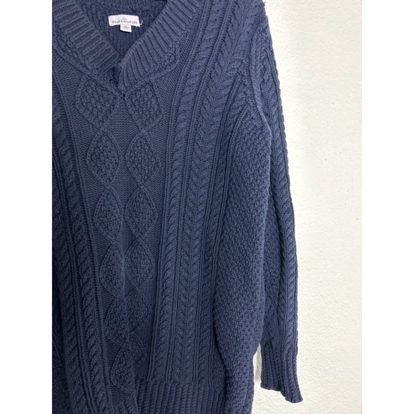 Vintage VINTAGE L.L. Bean Fisherman Sweater Blue M V-Neck Pullover Knit Flaw 505131 Size M / US 6-8 / IT 42-44 - 4 Thumbnail
