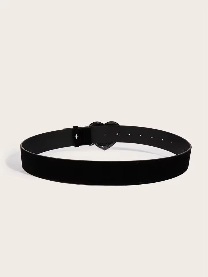 Japanese Brand 112 cm Heart Buckle Belt – PU Leather Size ONE SIZE - 3 Thumbnail