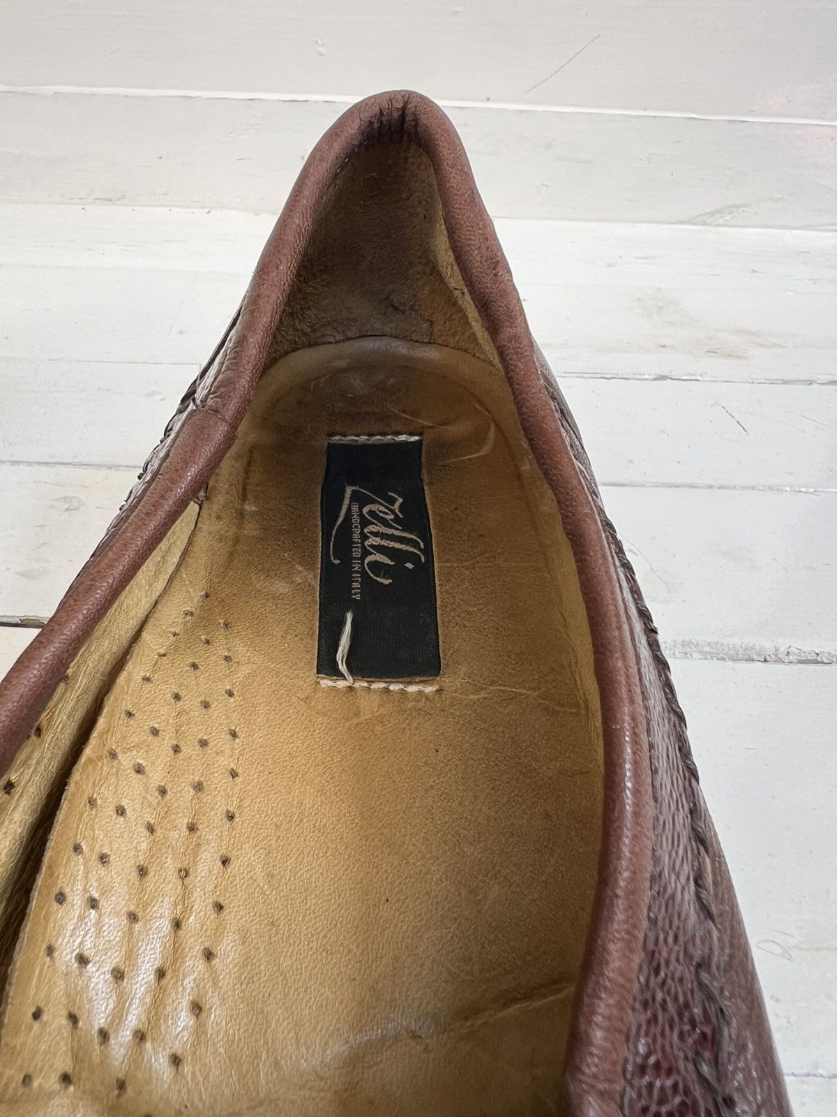 Zelli Zelli Genuine Ostrich Brown Leather Milano Penny Loafer Size US 8.5 / EU 41-42 - 13 Thumbnail