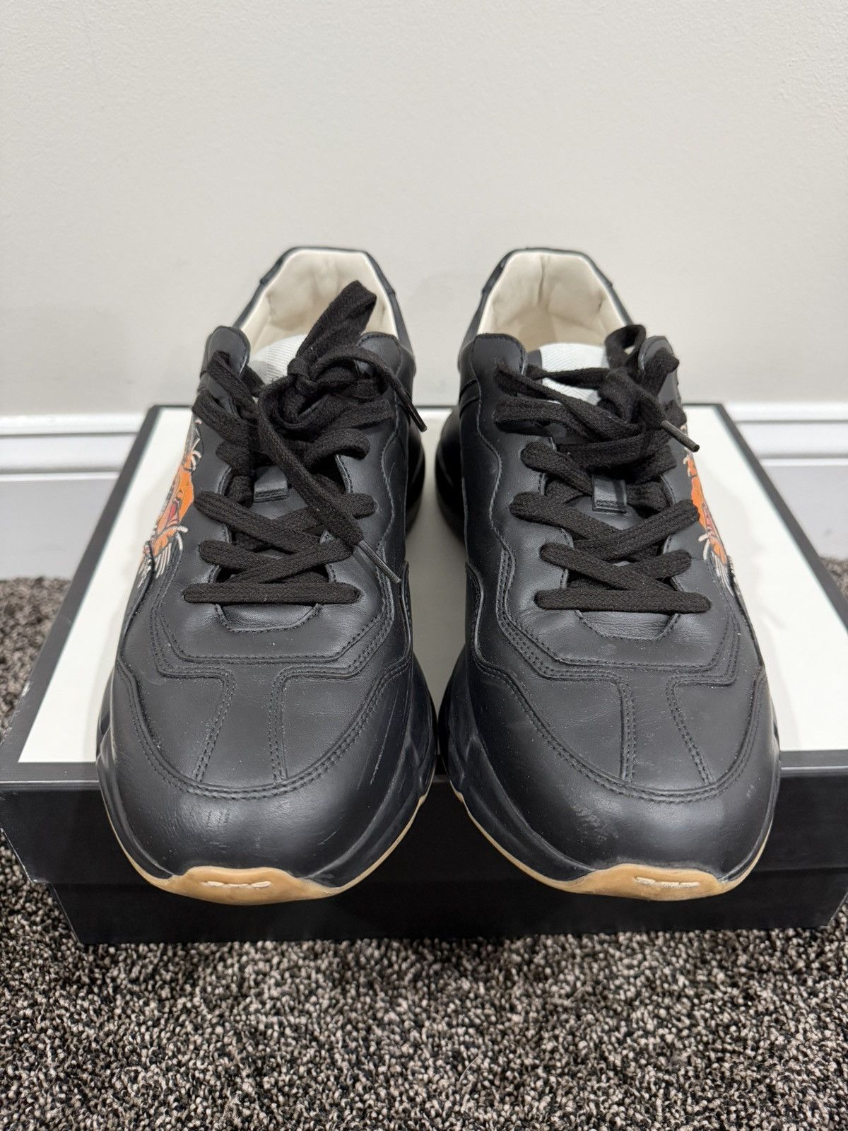 Gucci Gucci Rhyton 2020 Tiger Black Leather Low Top Sneakers Size US 10 / EU 43 - 5 Thumbnail