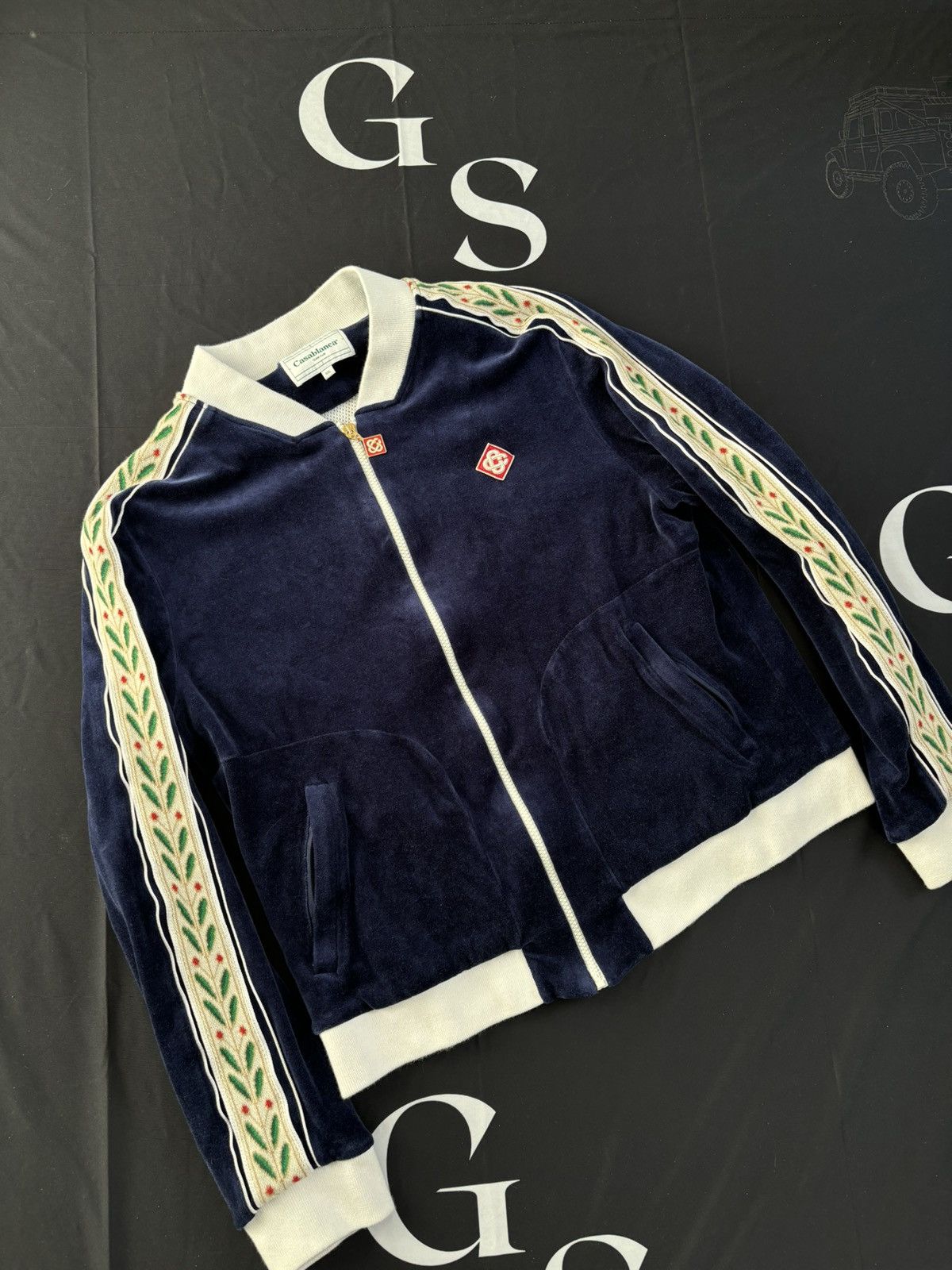 Casablanca Casablanca Blue Velour Laurel Track Jacket Size US XXL / EU 58 / 5 - 2 Thumbnail