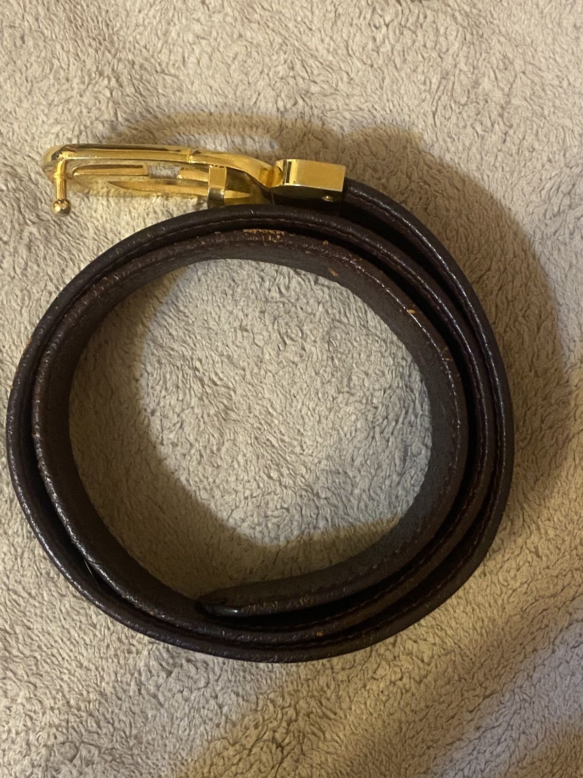 Gucci Vintage Gucci Monogram Belt GG Gold Buckle Size ONE SIZE - 5 Thumbnail