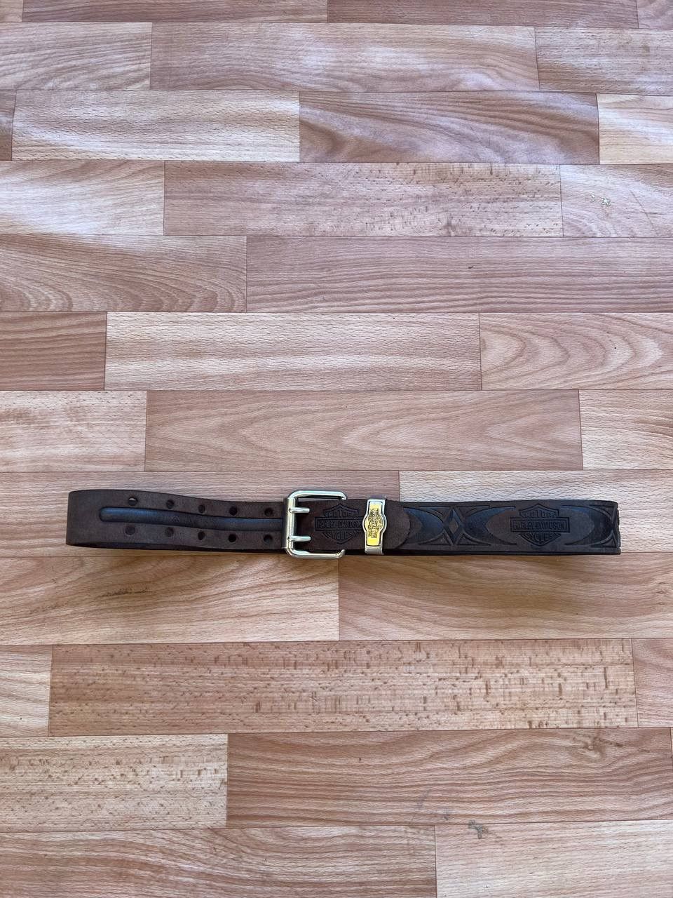 Harley Davidson HARLEY DAVIDSON RARE WESTERN BROWN MONOGRAM BELT SIZE 98.5CM Size 34 - 2 Thumbnail