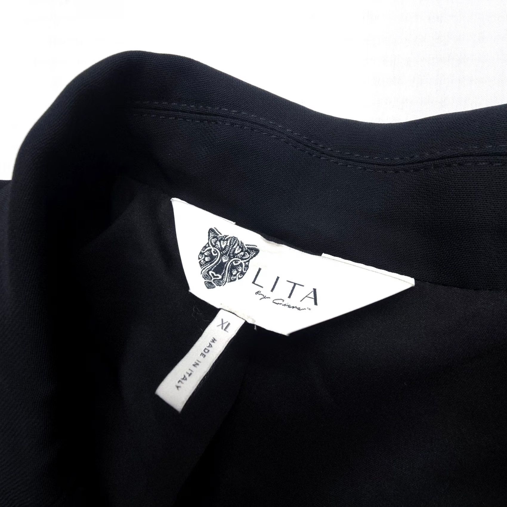 Vintage LITA By Ciara Blazer Shirt Womens XL Black Padded Stretch Italy Made Button Size XL / US 12-14 / IT 48-50 - 3 Thumbnail