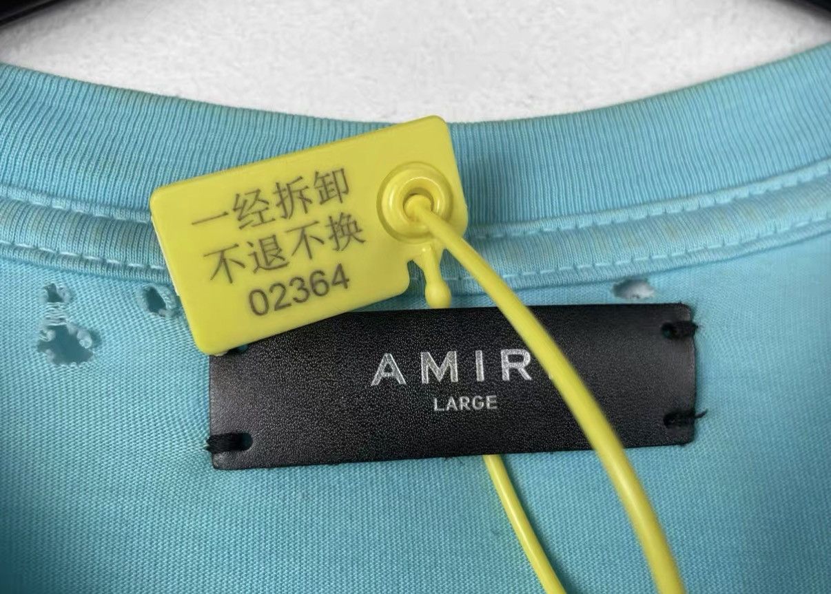 Amiri Amiri Sky Blue Shotgun Destroyed Bear Short Sleeve J31 Size US L / EU 52-54 / 3 - 5 Thumbnail