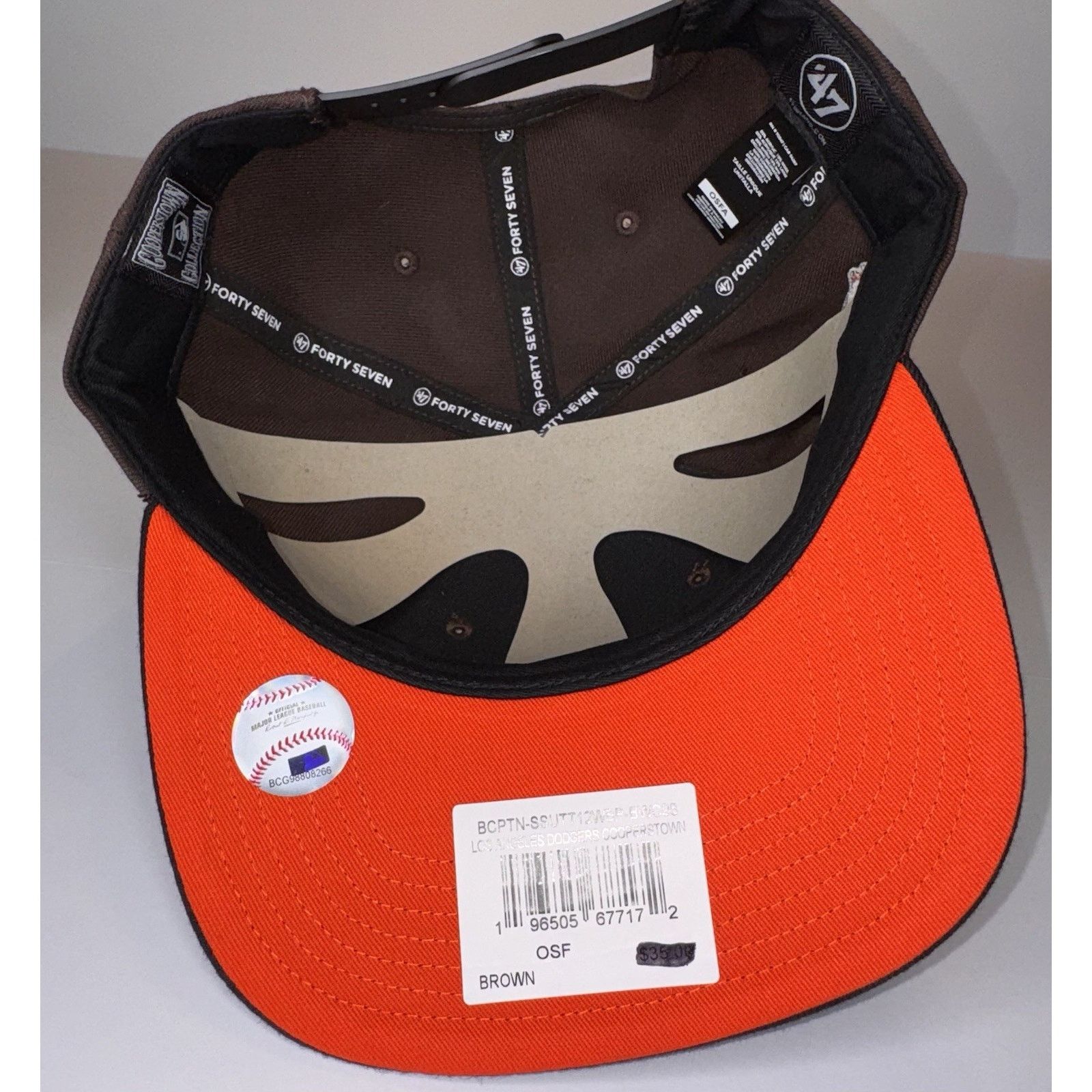 47 Brand 47' Los Angeles Dodgers Snapback Brown Black Baseball Hat Size ONE SIZE - 4 Thumbnail