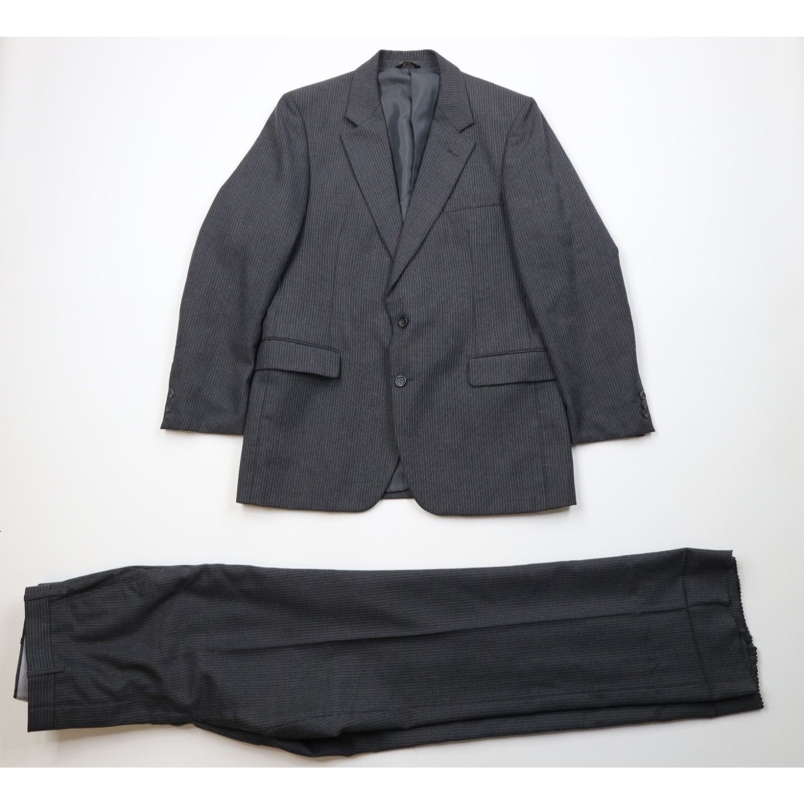Vintage Vintage 70s Streetwear 2 Piece Wool Pinstriped Suit Wedding Size 42R - 1 Thumbnail