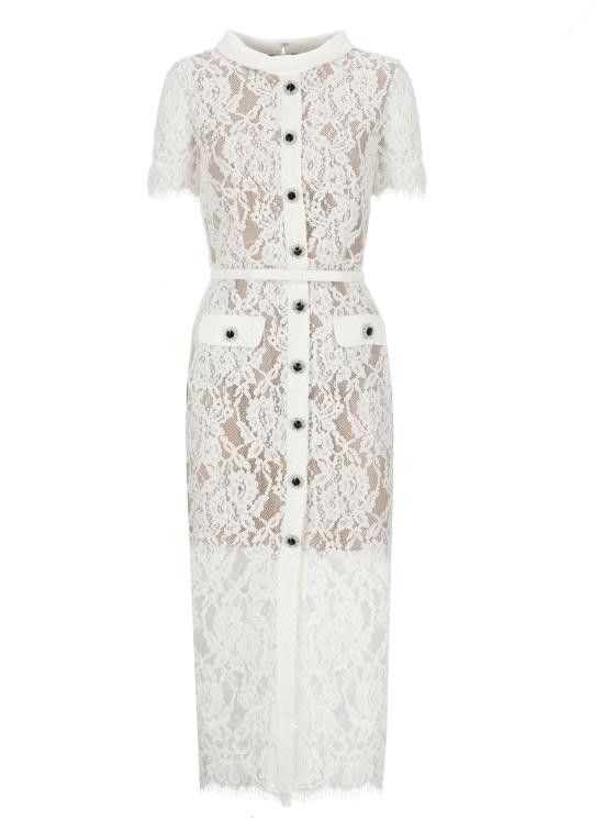 SELF PORTRAIT Women Mid Skirts RS25013MAW LACE BUTTONWHITE White