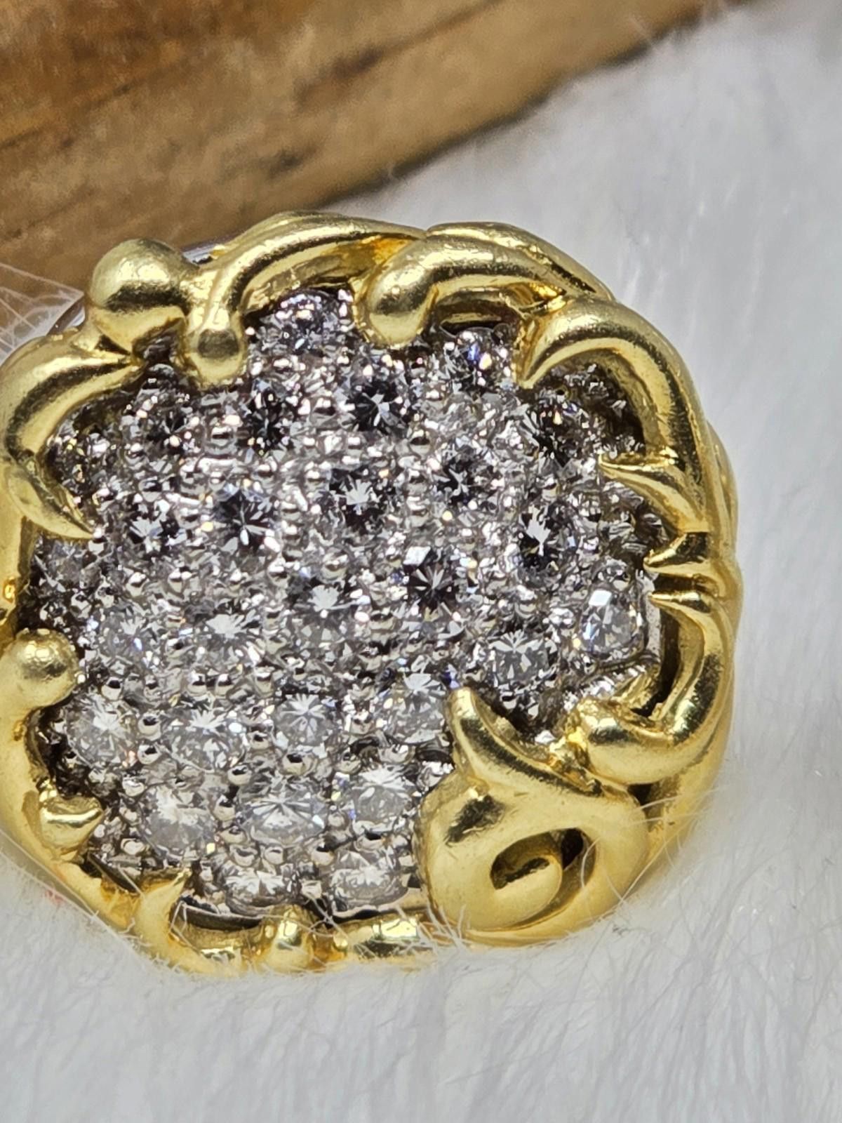 Other 18k Two-Tone Gold Pave Diamond Estate Omega Earrings 25.8g Size ONE SIZE - 4 Thumbnail