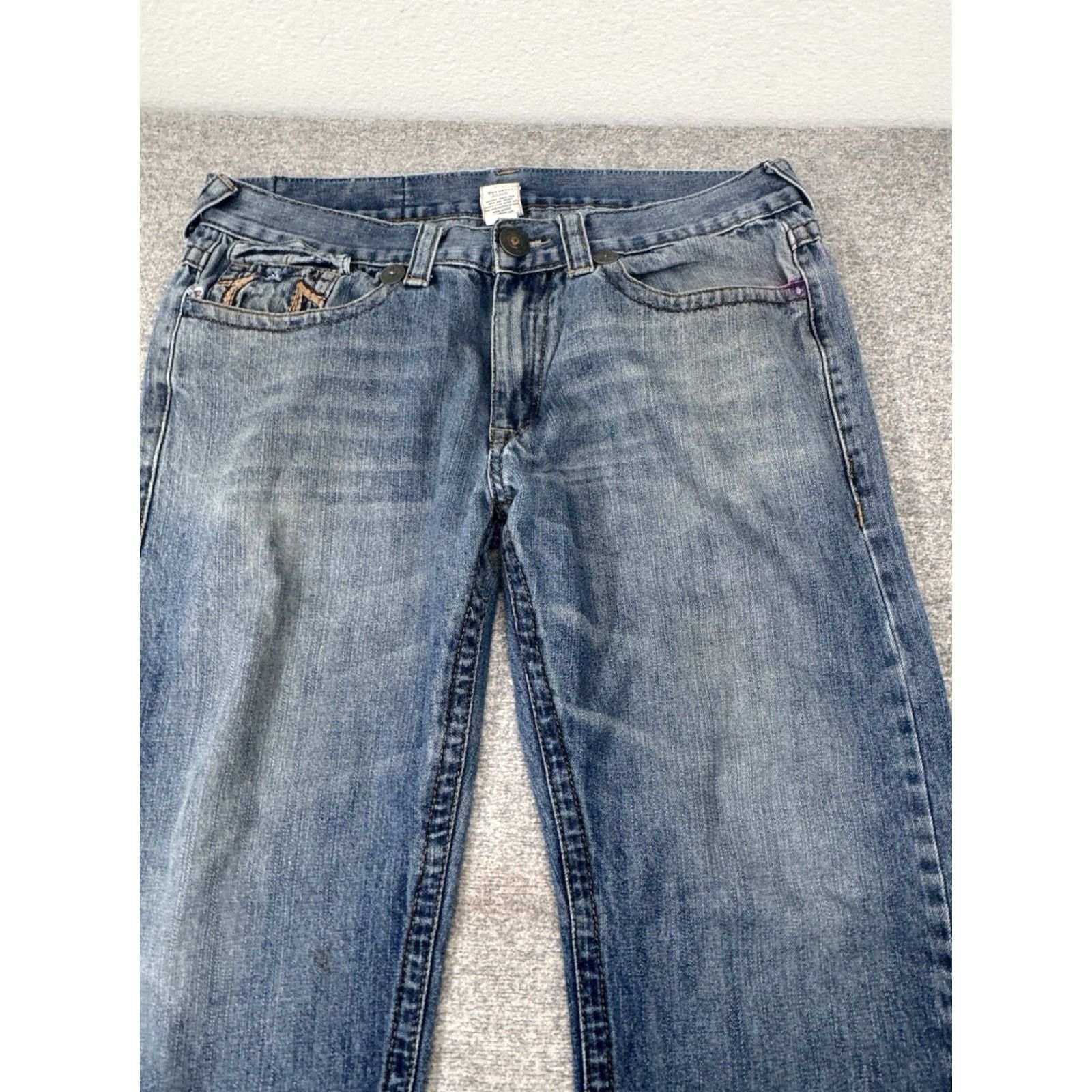 True Religion True Religion Jeans Mens 38x32 Joey Super T Straight Made USA Distressed Denim Size US 36 / EU 52 - 2 Thumbnail