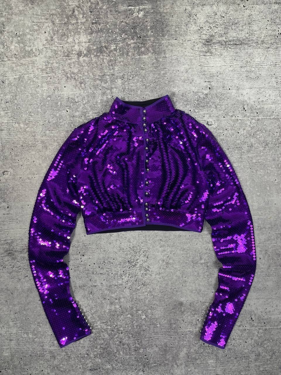 H&M × Paco Rabanne Paco Rabanne H&M Purple Sequined Cropped Top Y2K Size S / US 4 / IT 40 - 3 Thumbnail