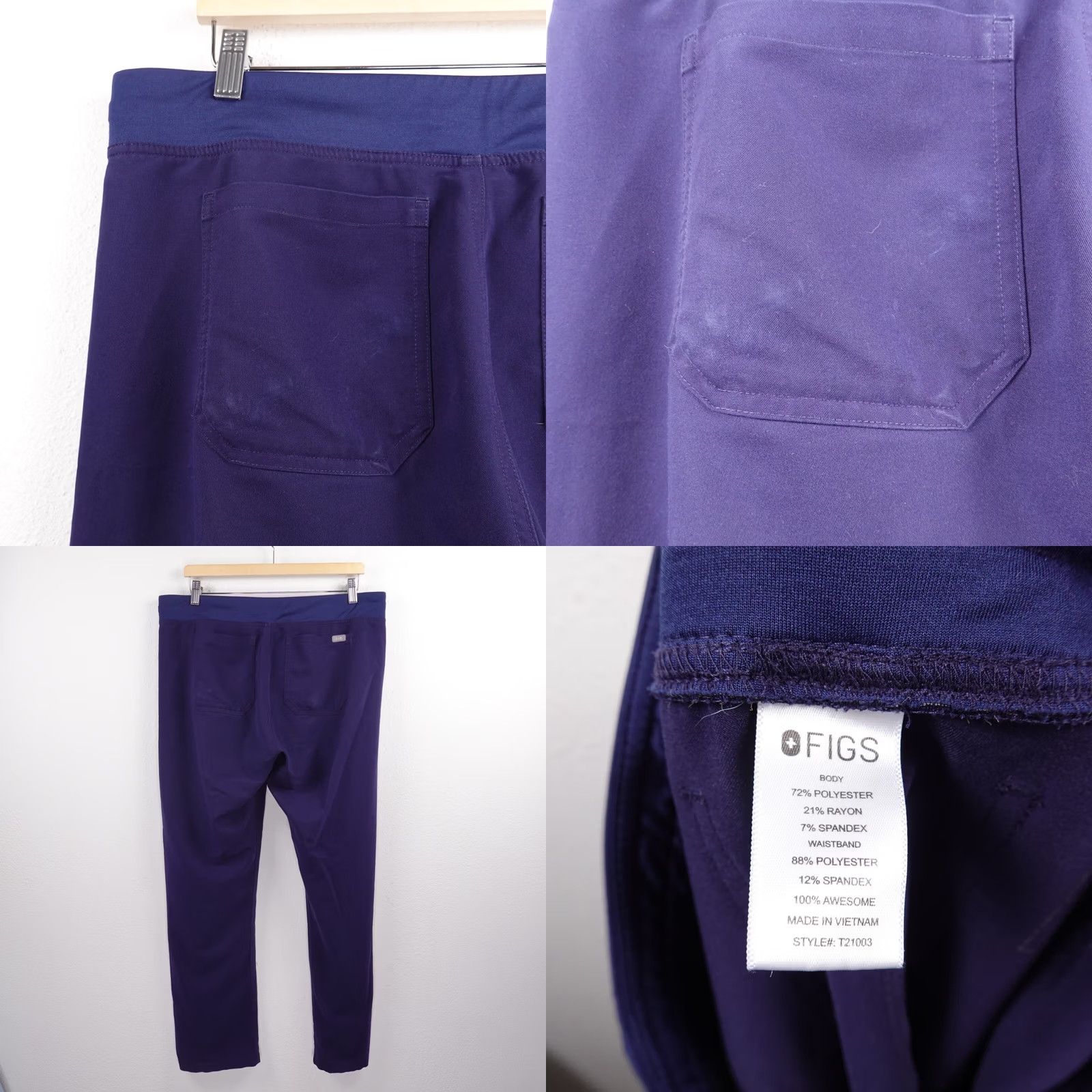 Vintage FIGS Technical Collection Mens Large Scrub Pants Navy Blue Scrub Pants Medical Polyester Size US 33 - 8 Thumbnail