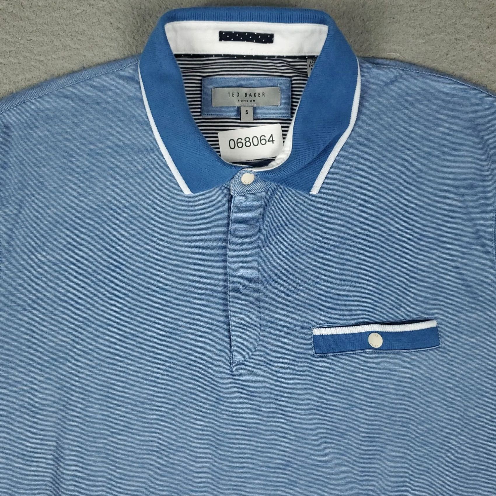Ted Baker Ted Baker London Polo Shirt Mens Regular Blue Short Sleeve Polo Shirt Mens Size 5 Casual Button Collared Cotton Logo Pocket Modern Preppy Sports Size US S / EU 44-46 / 1 - 2 Thumbnail