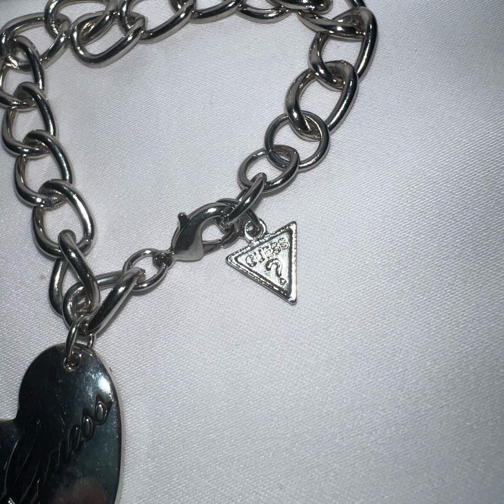 Guess Guess Silver Tone and Black Crystal Heart Size ONE SIZE - 3 Thumbnail