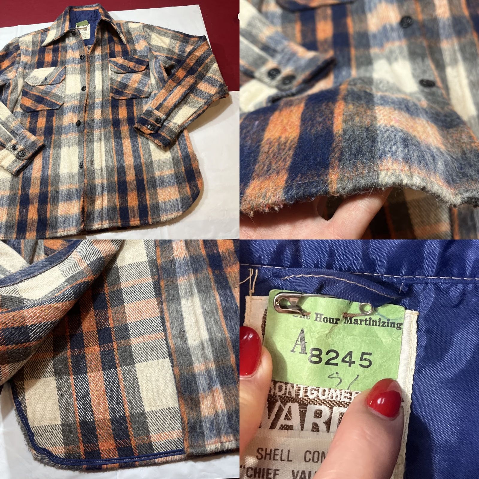 Vintage VINTAGE Montgomery Ward CPO Shirt Jacket Blue Plaid Wool Linen Flannel Size US S / EU 44-46 / 1 - 8 Thumbnail