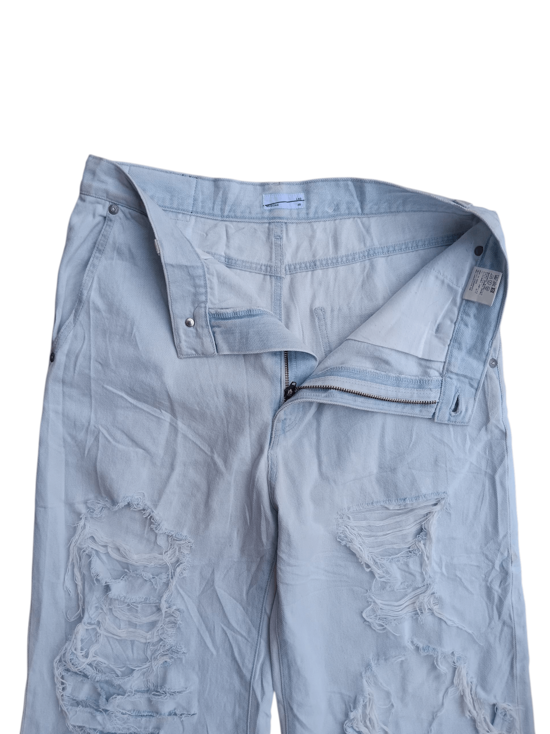 Lad Musician 🤝NEED GONE🤝Splatter distressed baggy light blue jeans Size US 32 / EU 48 - 6 Thumbnail