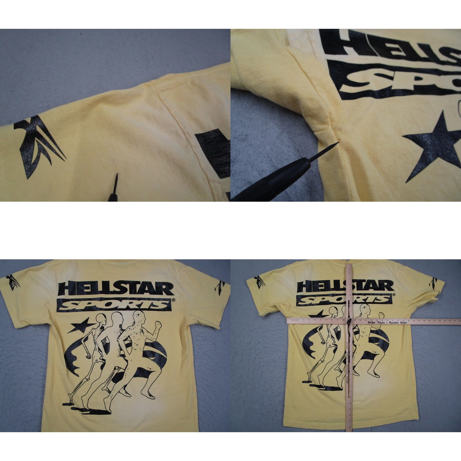 HELLSTAR Hellstar Shirt Mens Medium Yellow Sports Marathon Graphic Tee Streetwear Size US M / EU 48-50 / 2 - 8 Thumbnail