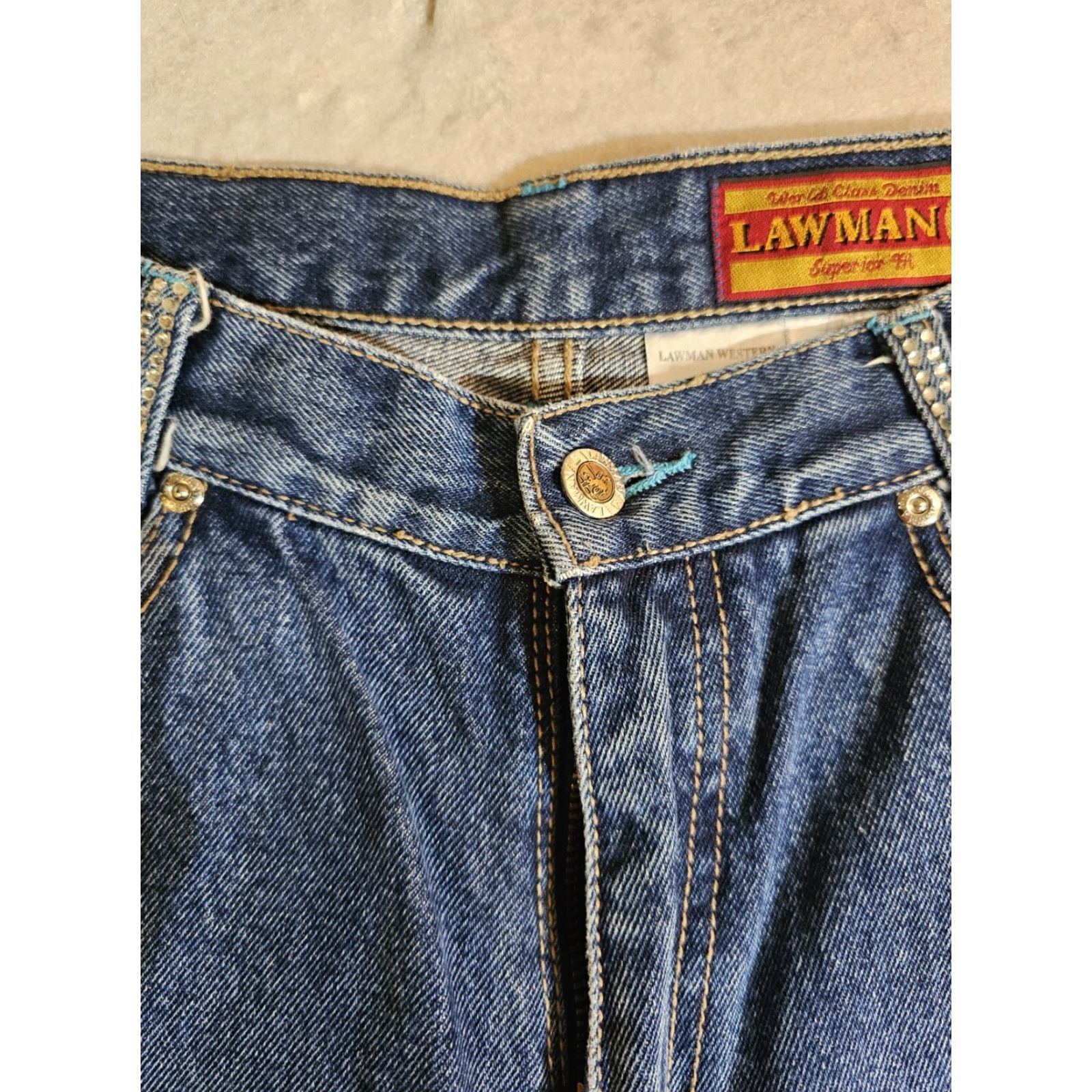 Vintage VINTAGE Lawman World Class Denim Western Flare Jeans Womens Sz 7 Inseam 30" Medium Wash Size 28" / US 6 / IT 42 - 4 Thumbnail