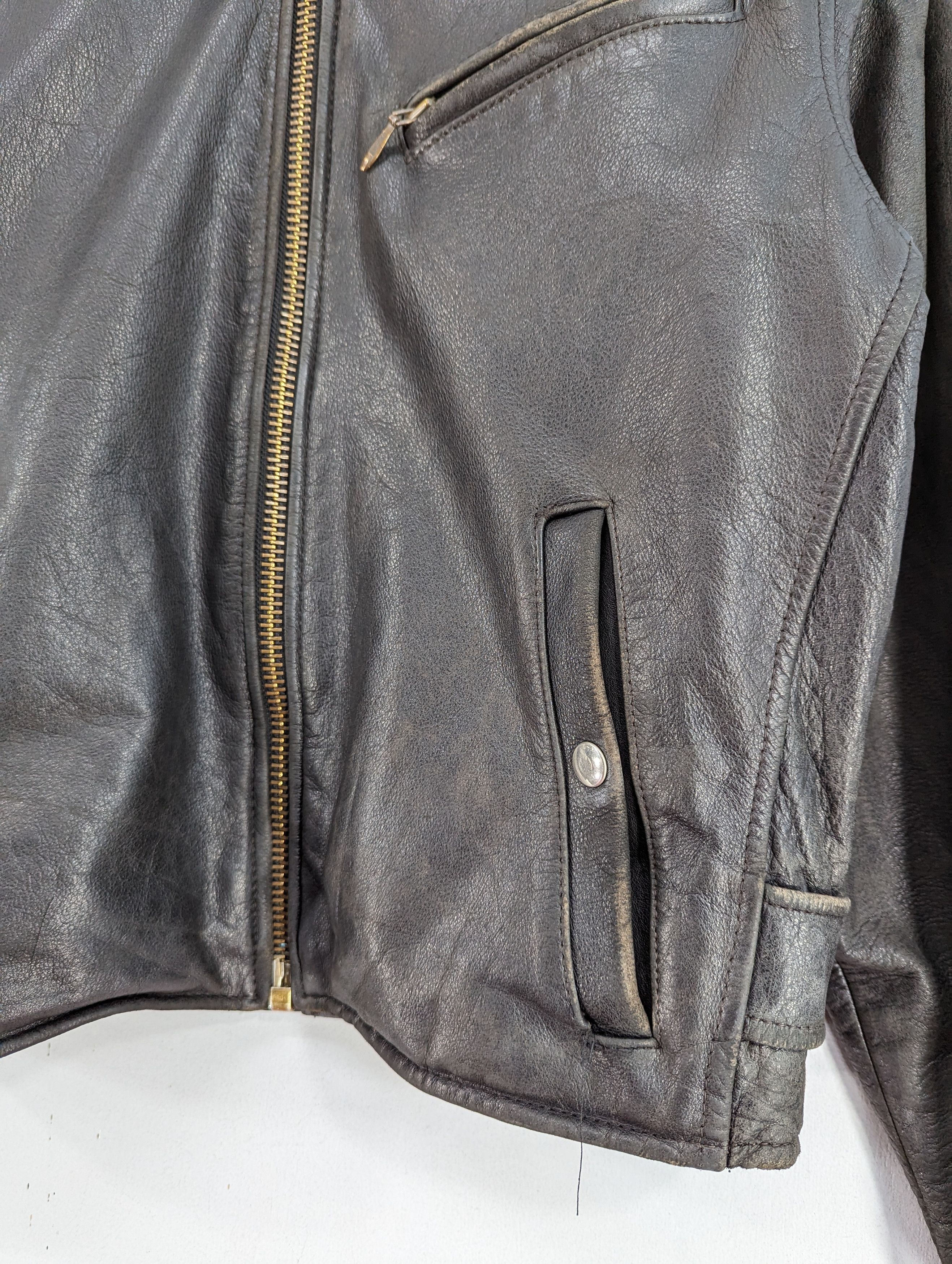 Vintage 🔥Vintage Unbrand Distressed Leather Jacket Ramones Size US S / EU 44-46 / 1 - 4 Thumbnail