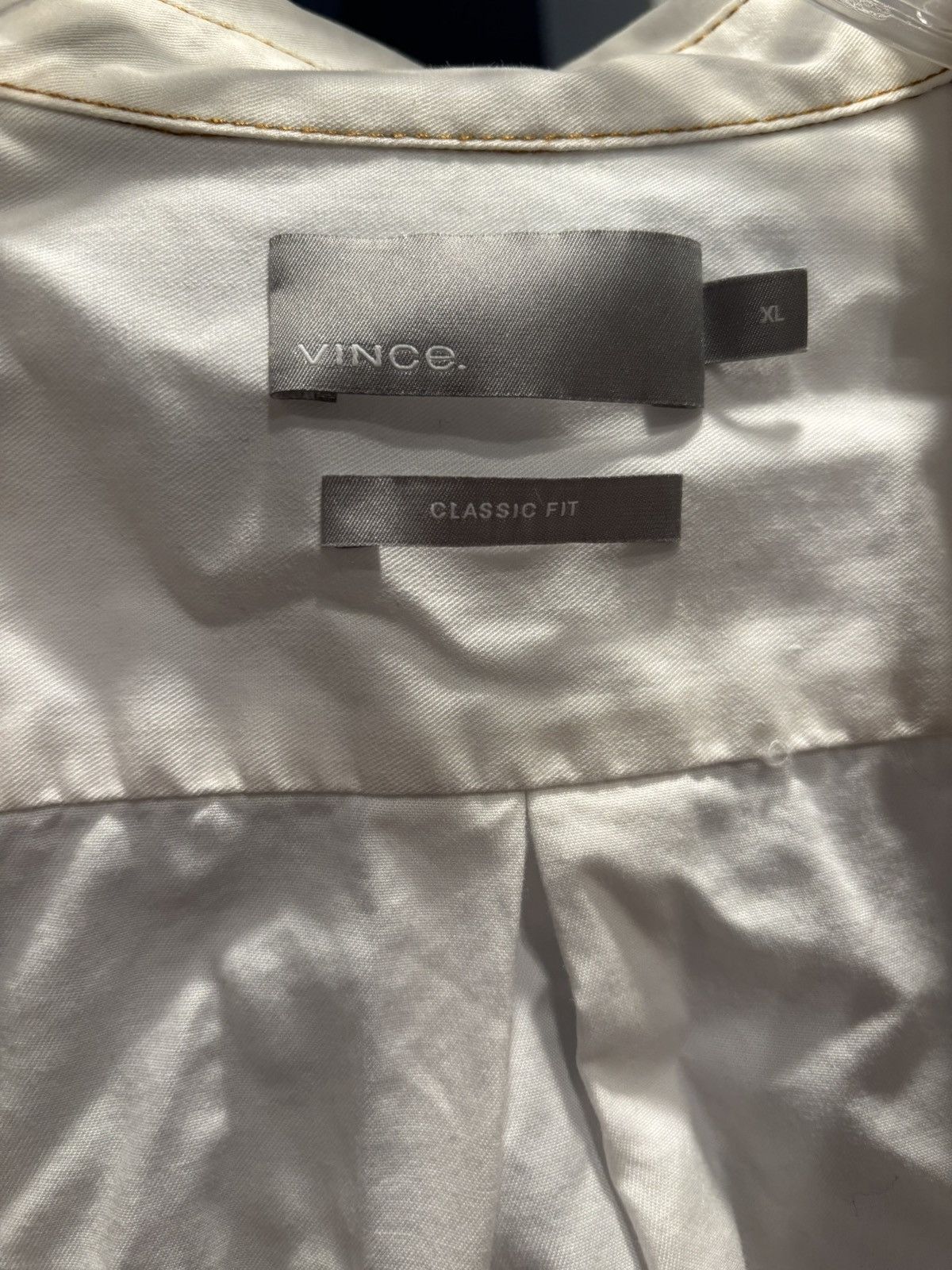Vince White XL Vince Button Up with Brown Stitch Accents. Size US XL / EU 56 / 4 - 3 Thumbnail
