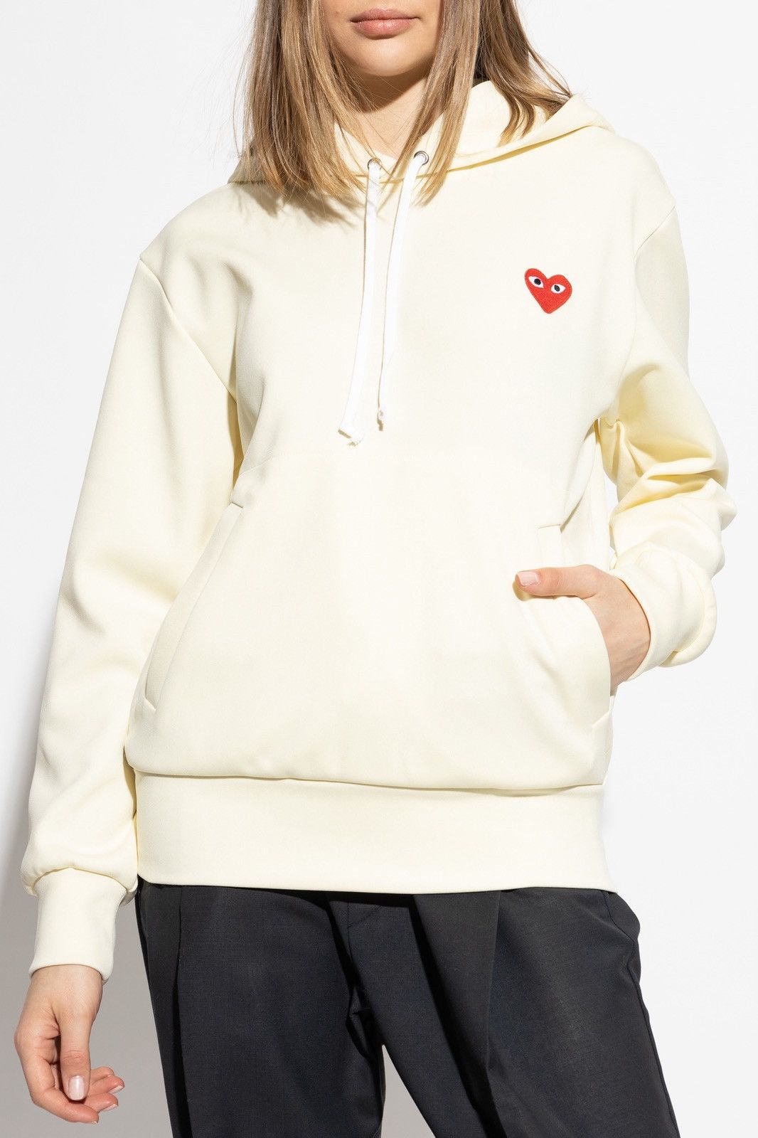 Comme des Garcons Comme Des Garçons Play Yellow Embroidered Logo Hoodie Size M Size M / US 6-8 / IT 42-44 - 1 Thumbnail